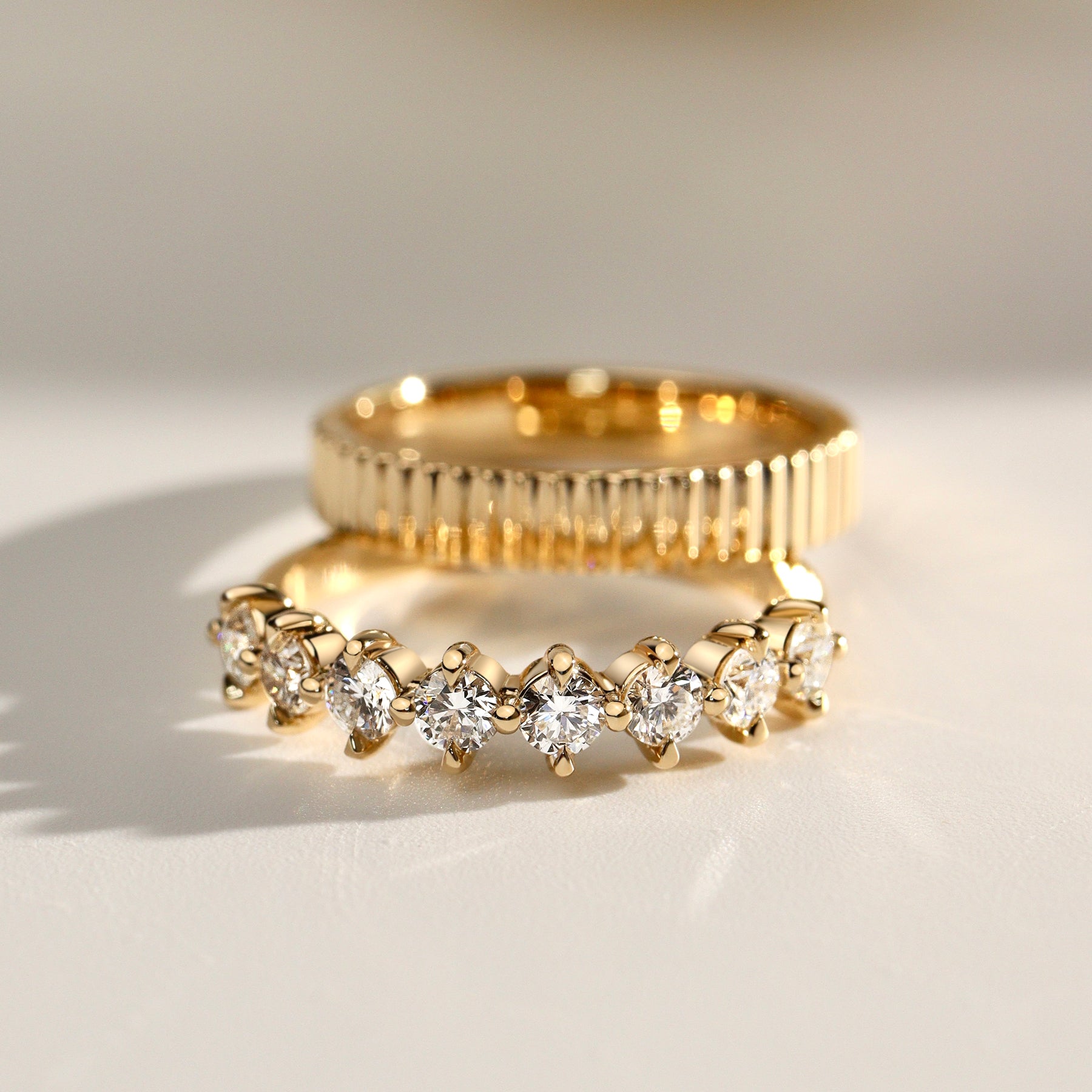 Lucy Round Tiger Claw Half Circle Eternity Ring