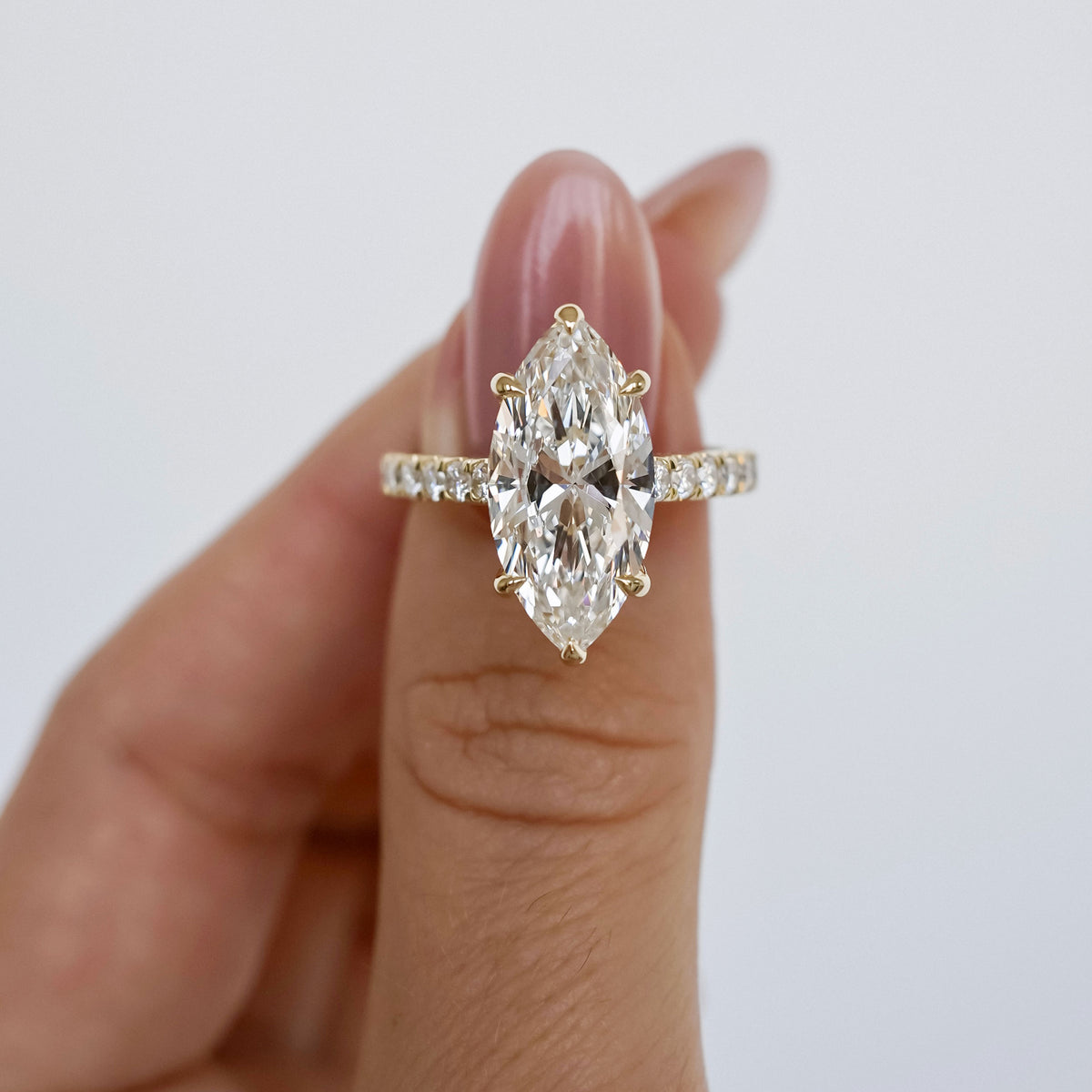 Lily Marquise Double Hidden Halo Engagement Ring, Moissanite/Lab Grown Diamond
