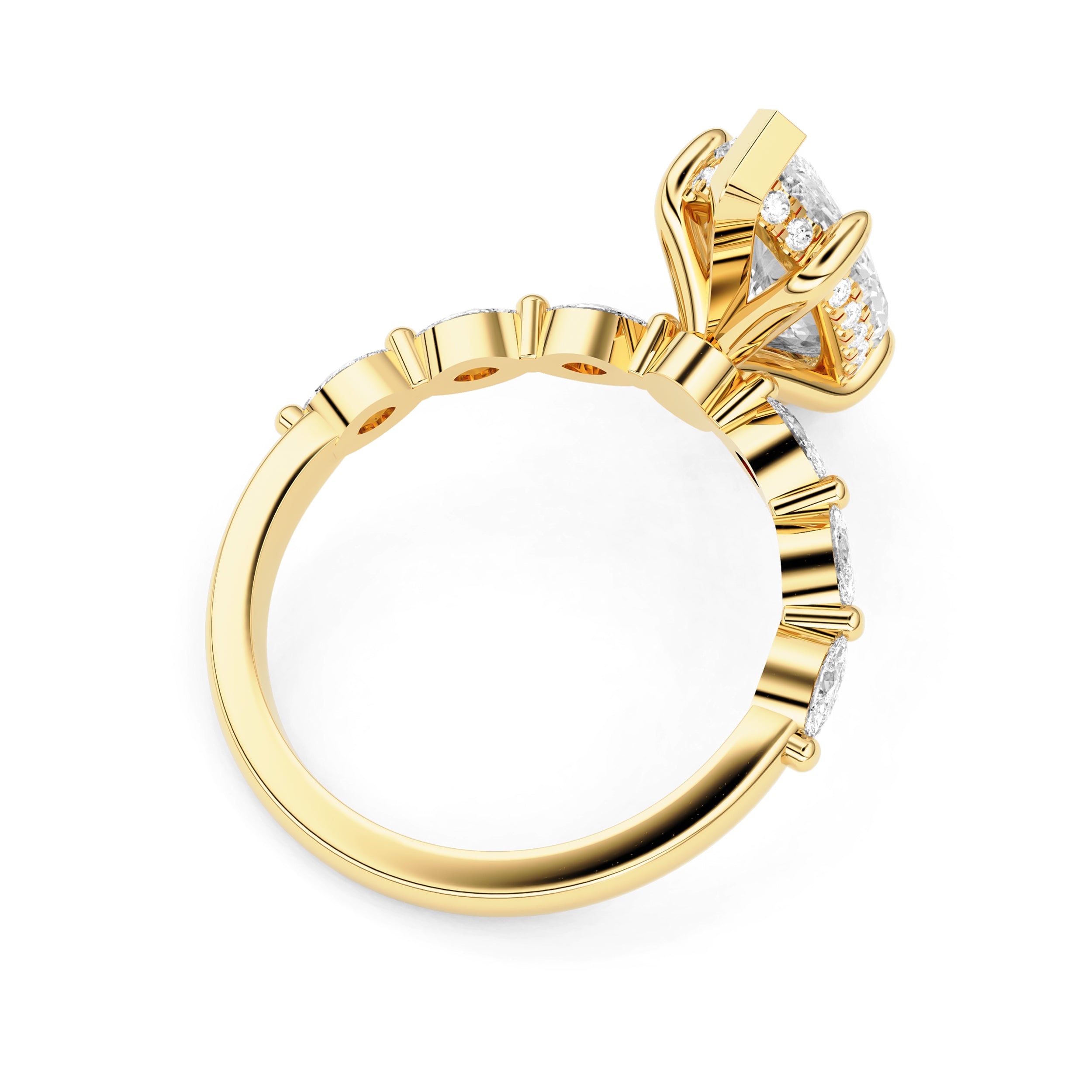 Avery Marquise Cut Hidden Halo Engagement Ring, Marquise Band