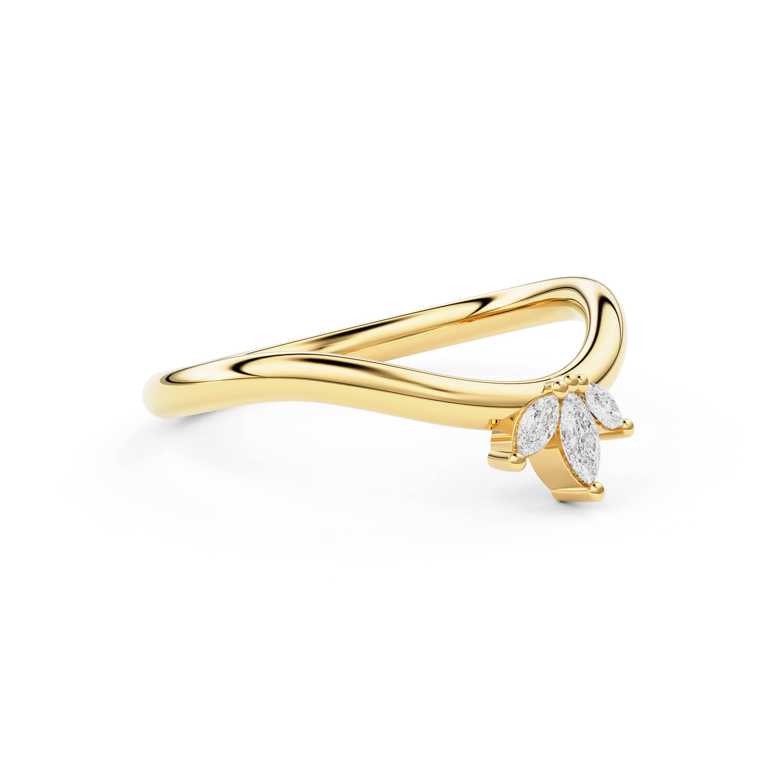Marquise Petal Curved Wedding Ring