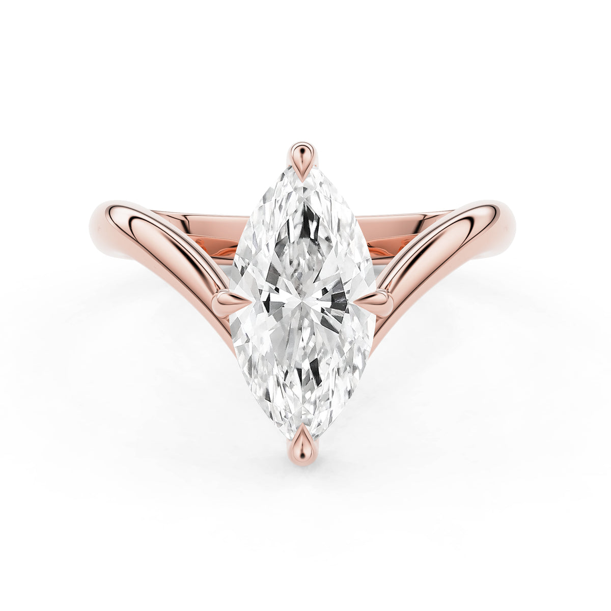 Vela Marquise Offset V-Band Solitaire Engagement Ring