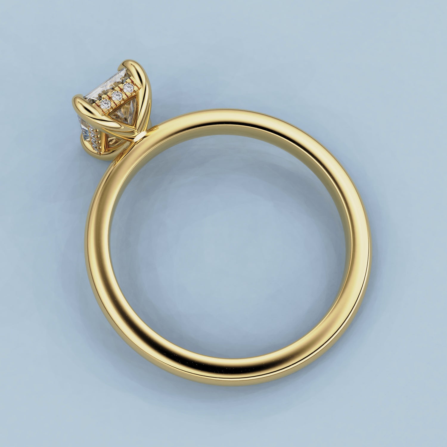 Chloe Radiant Hidden Halo Engagement Ring, High Set