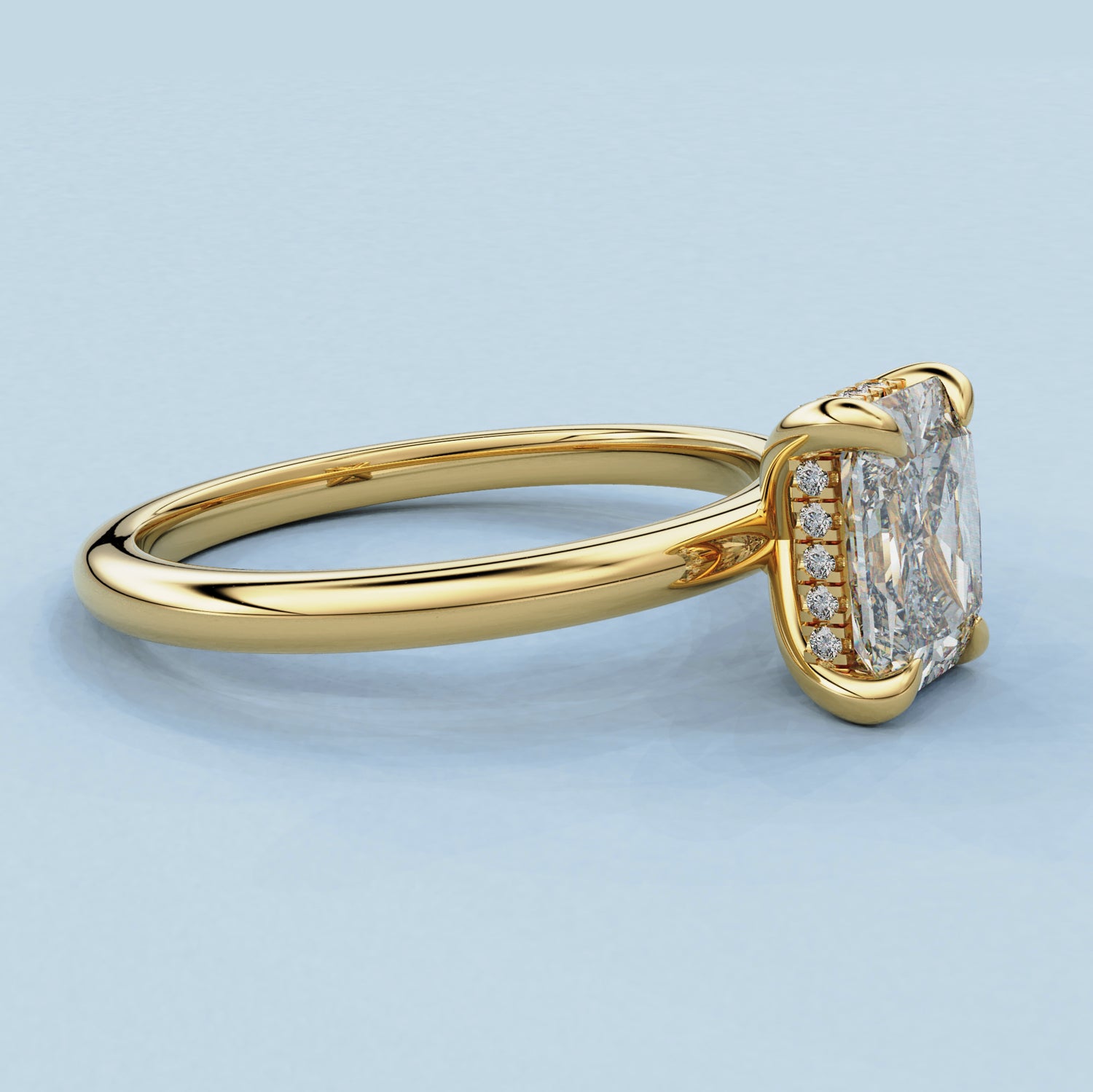 Chloe Radiant Hidden Halo Engagement Ring, High Set