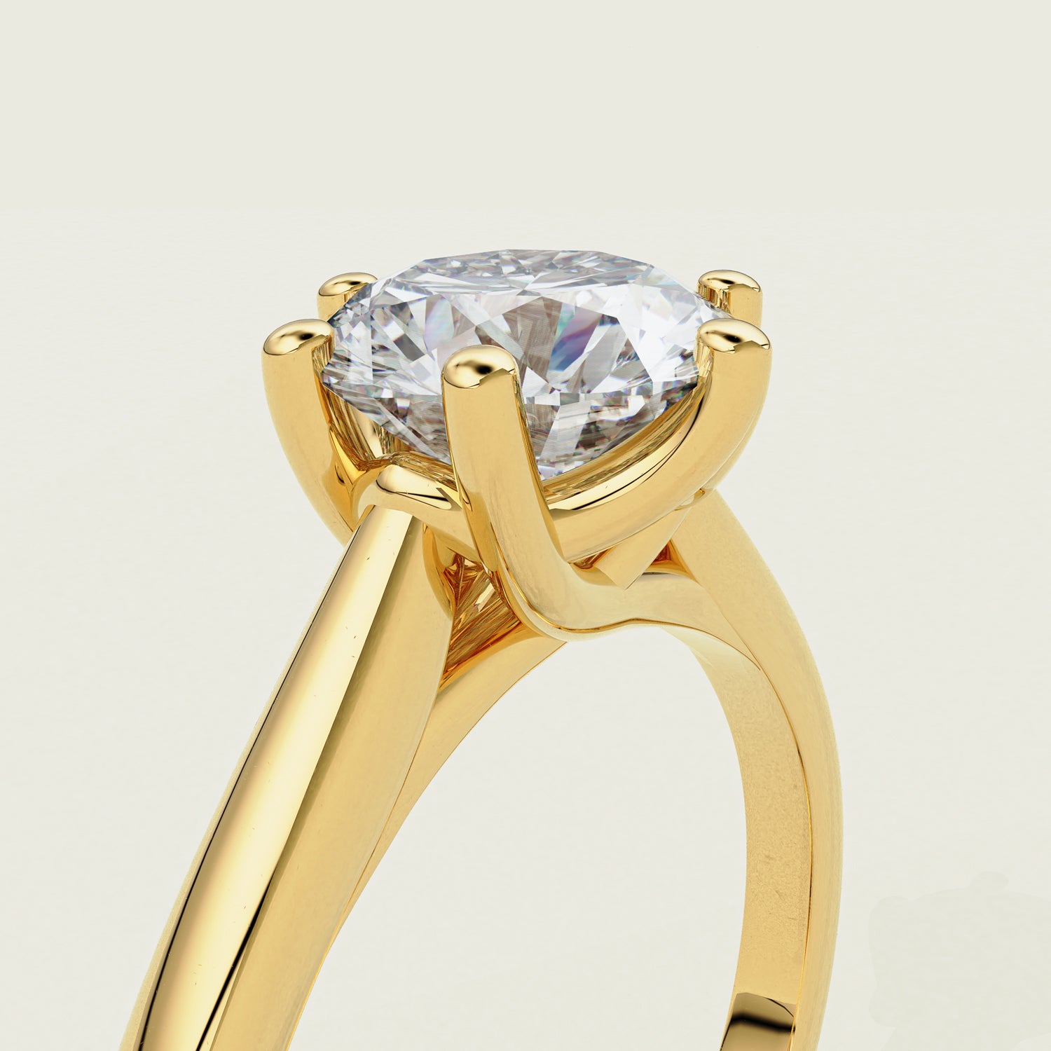 Jolie Round Trellis Solitaire Engagement Ring, Moissanite/Lab Grown Diamond