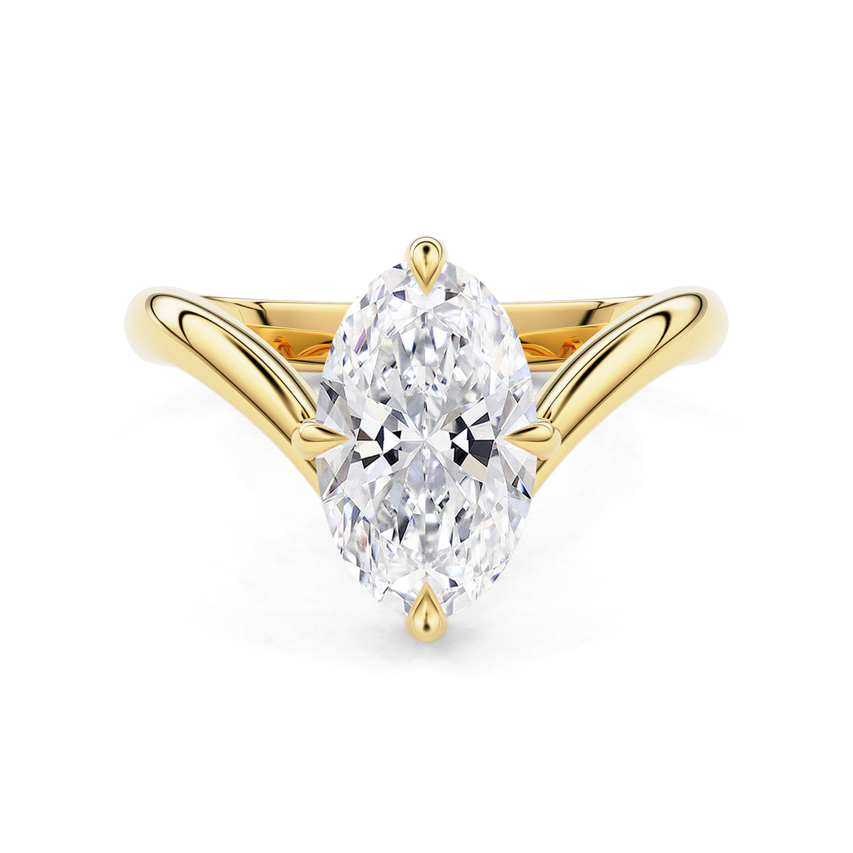 Vela Moval Offset V-Band Solitaire Engagement Ring