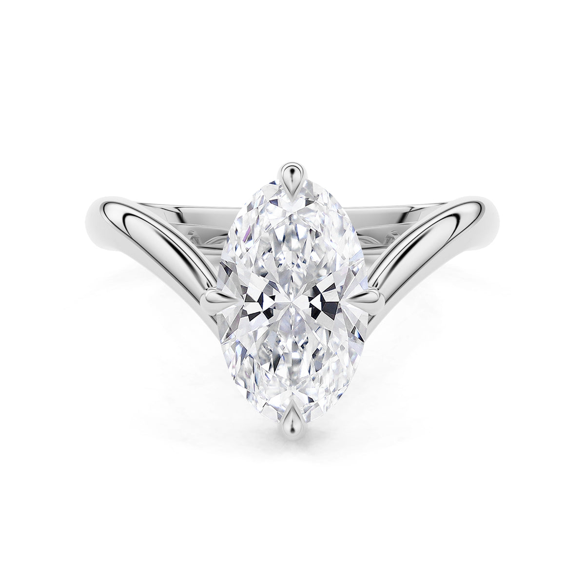 Vela Moval Offset V-Band Solitaire Engagement Ring