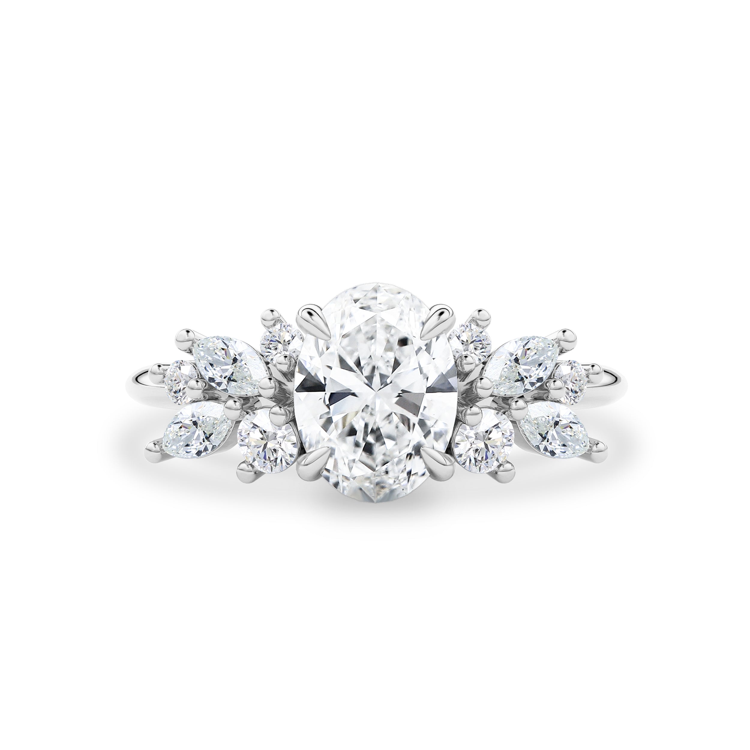 Oval Anna's Dream Engagement Ring, Oval Brilliant With Marquise