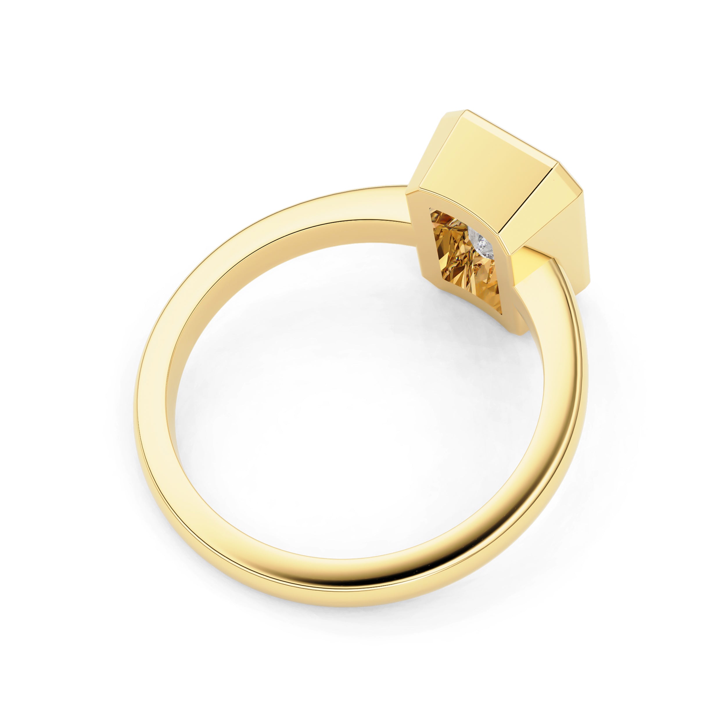 Carmen Radiant Full Bezel Engagement Ring, Moissanite/Lab Diamond