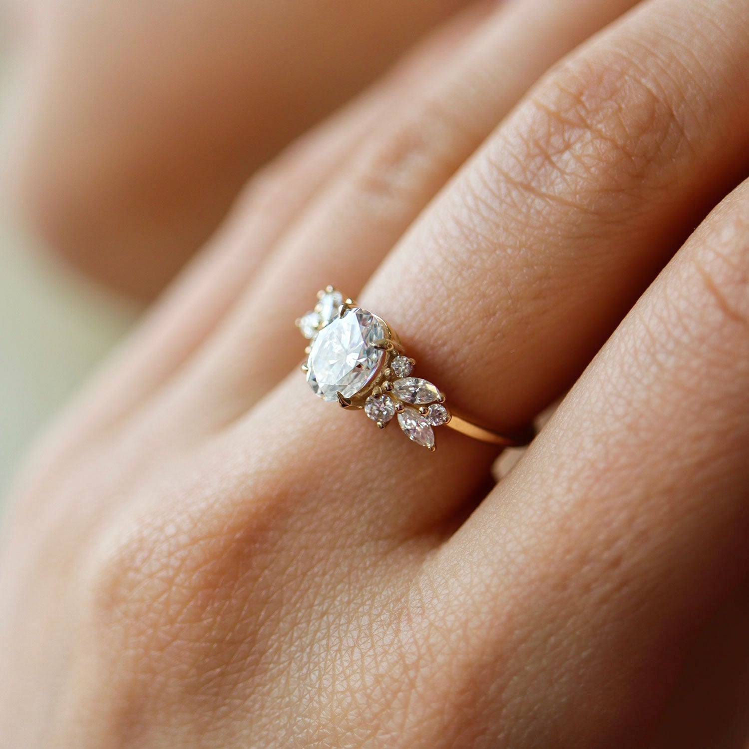 Oval Anna's Dream Engagement Ring, Oval Brilliant With Marquise