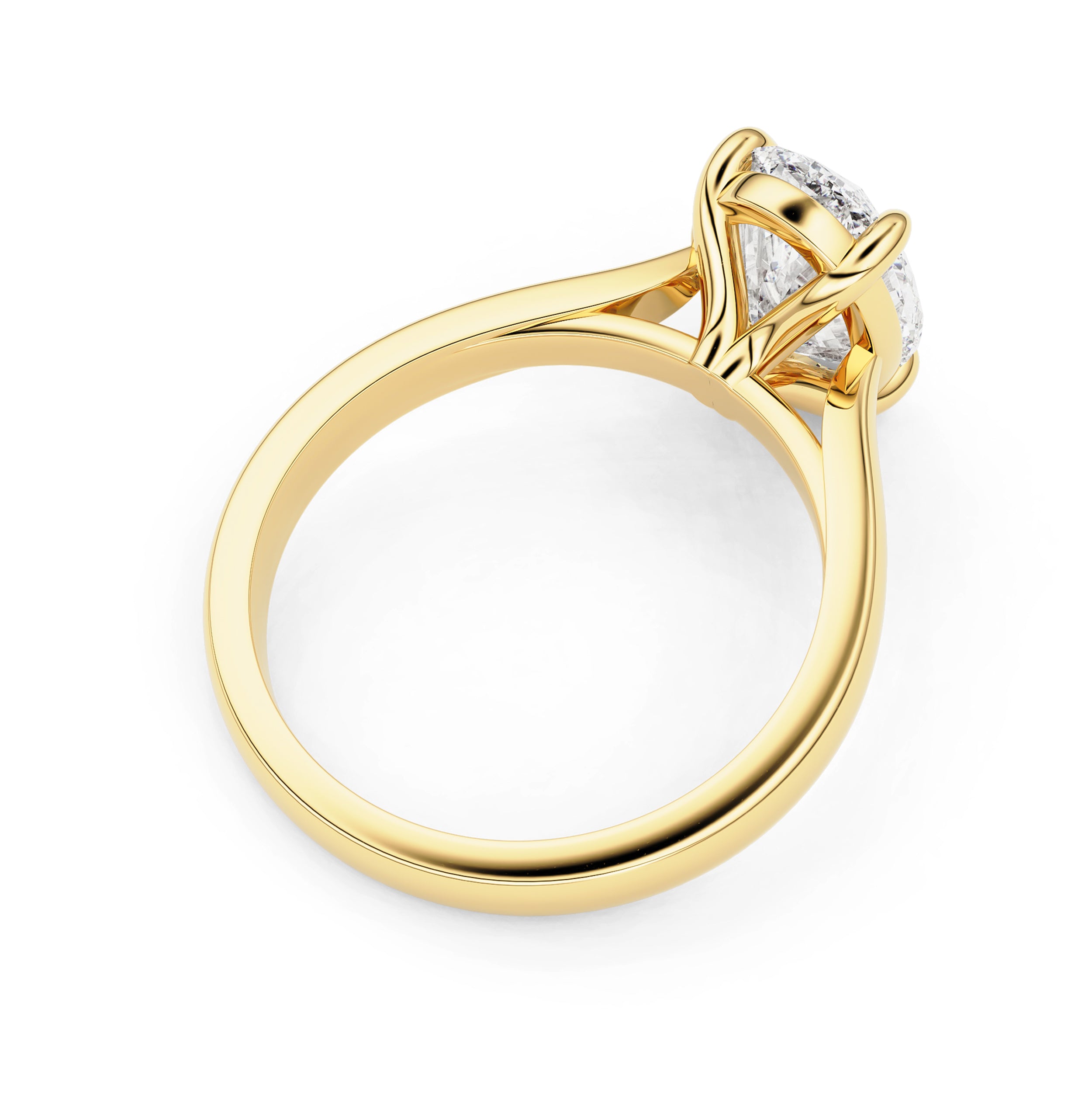 Lyra Oval Cut Solitaire Cathedral Engagement Ring, Moissanite/Lab Grown Diamond