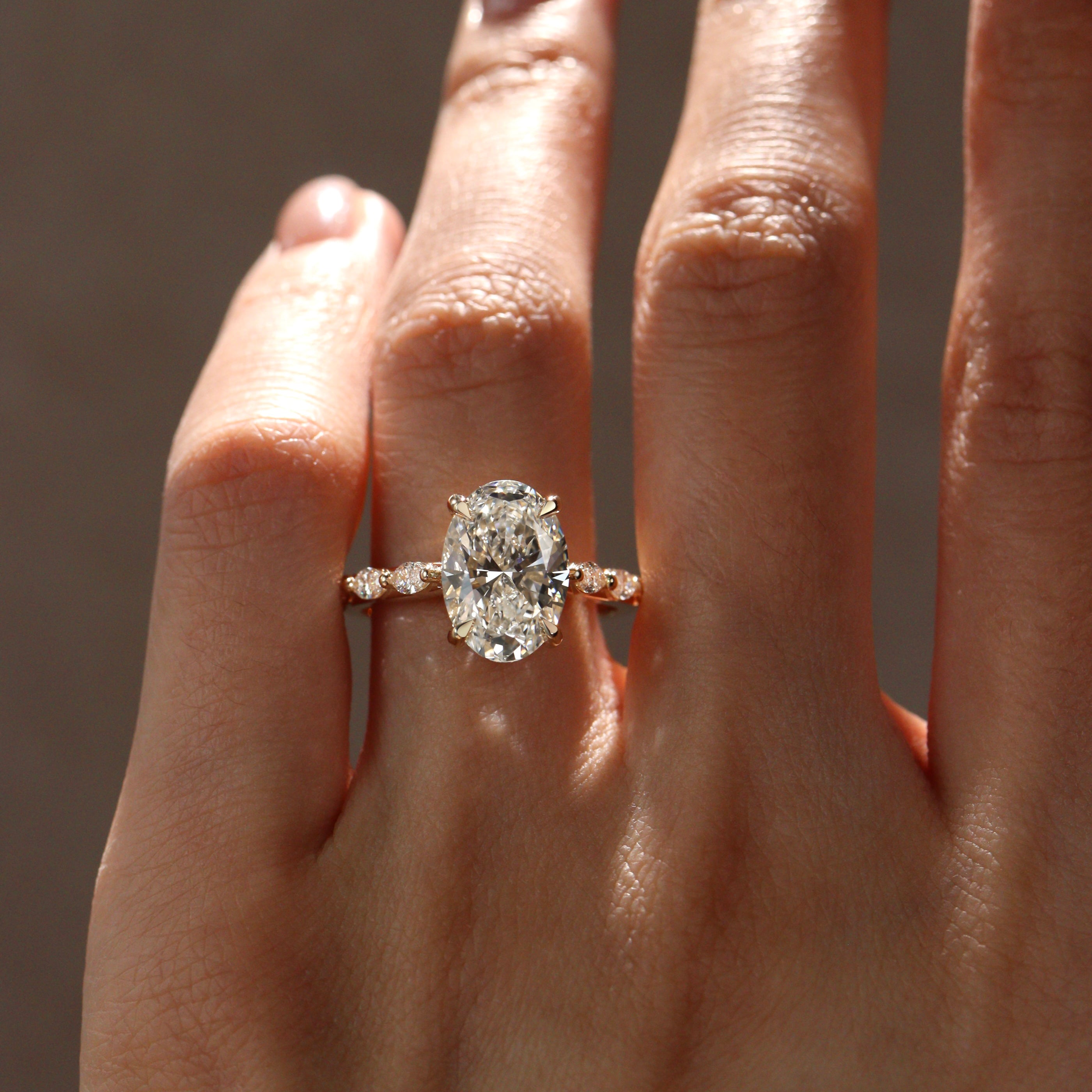 Oval Emilia Marquise Band Engagement Ring, Moissanite/Lab Grown Diamond