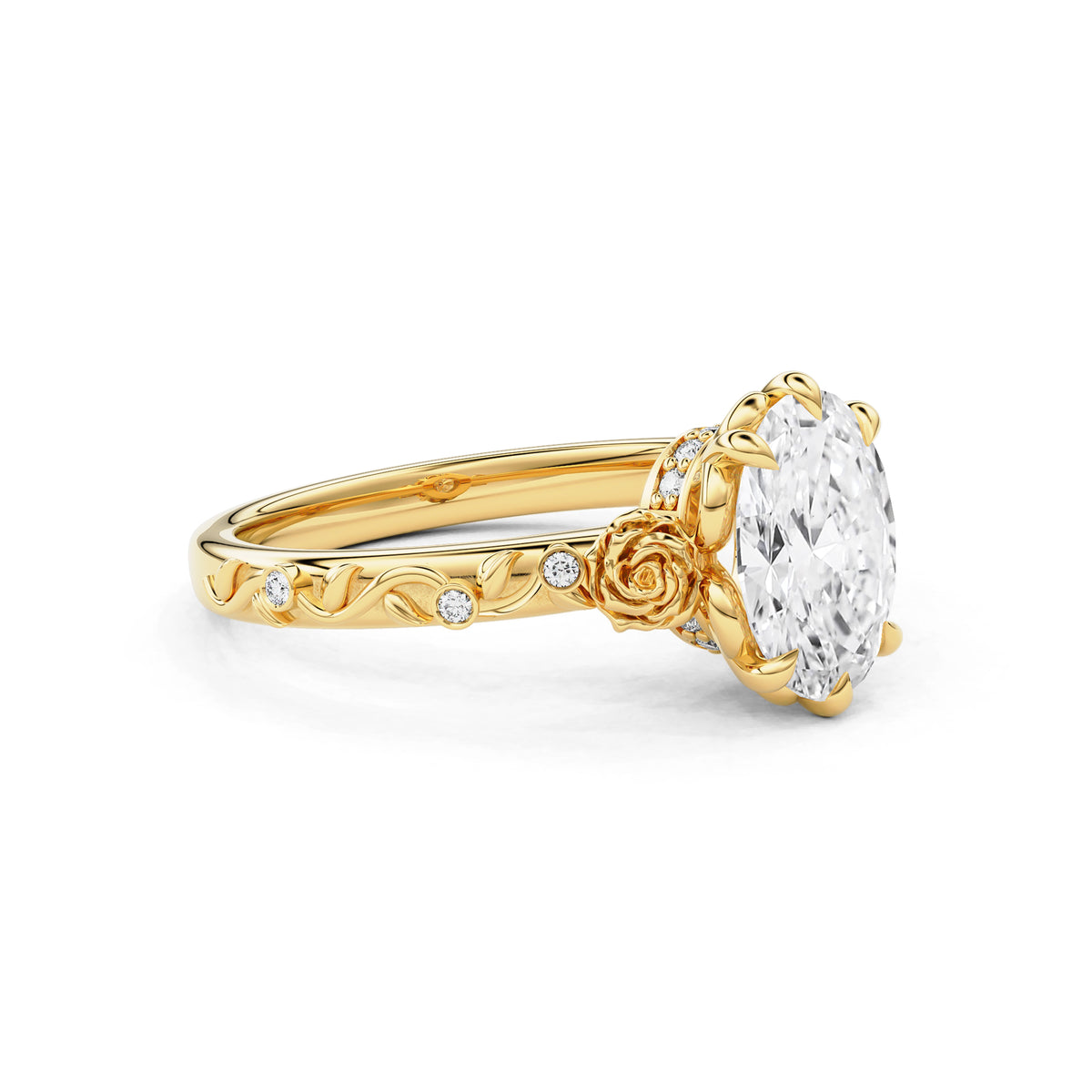Roselle Oval Floral Engagement Ring with Rose Crown Gallery