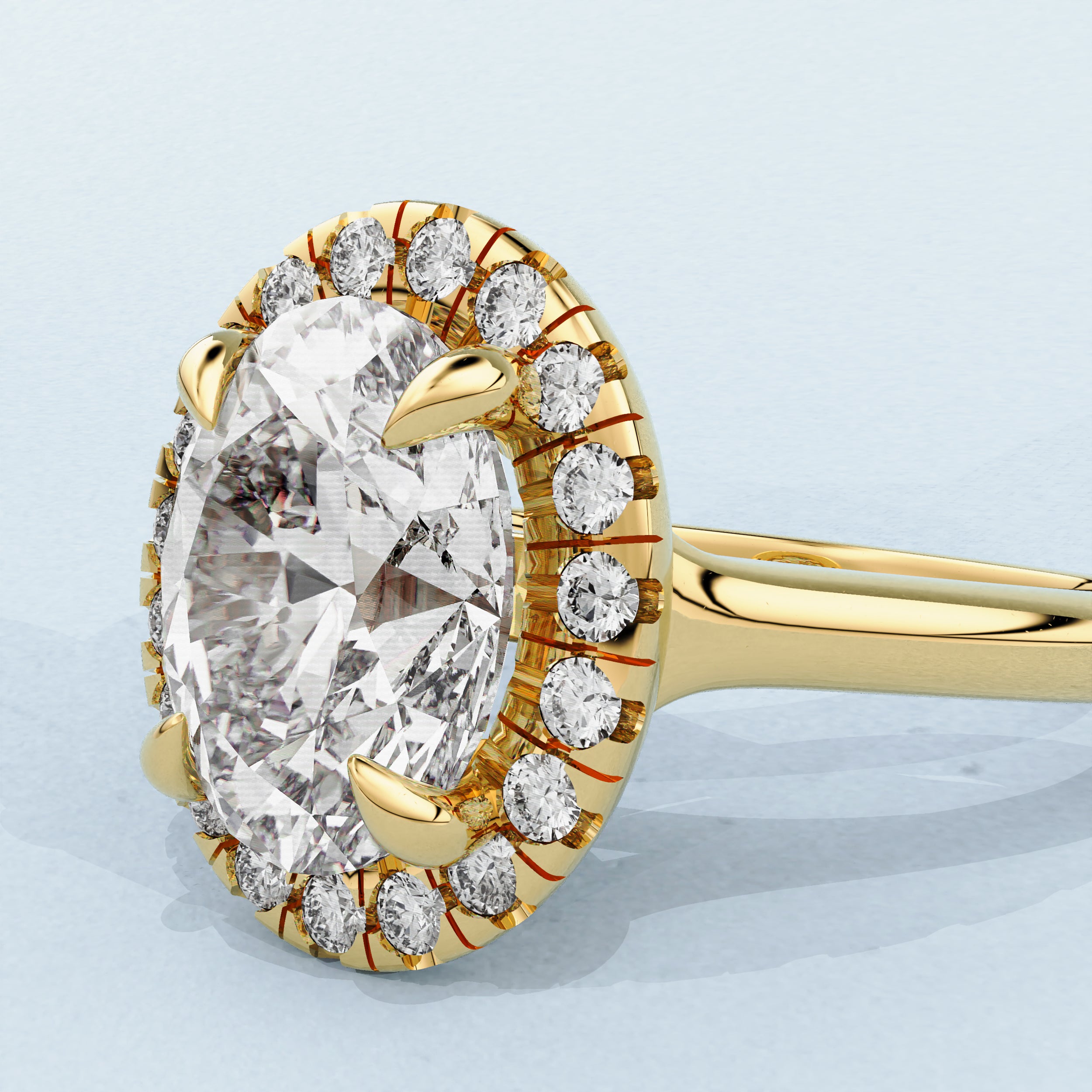 Stella Oval Forever Halo Engagement Ring, Moissanite/Lab Grown Diamond