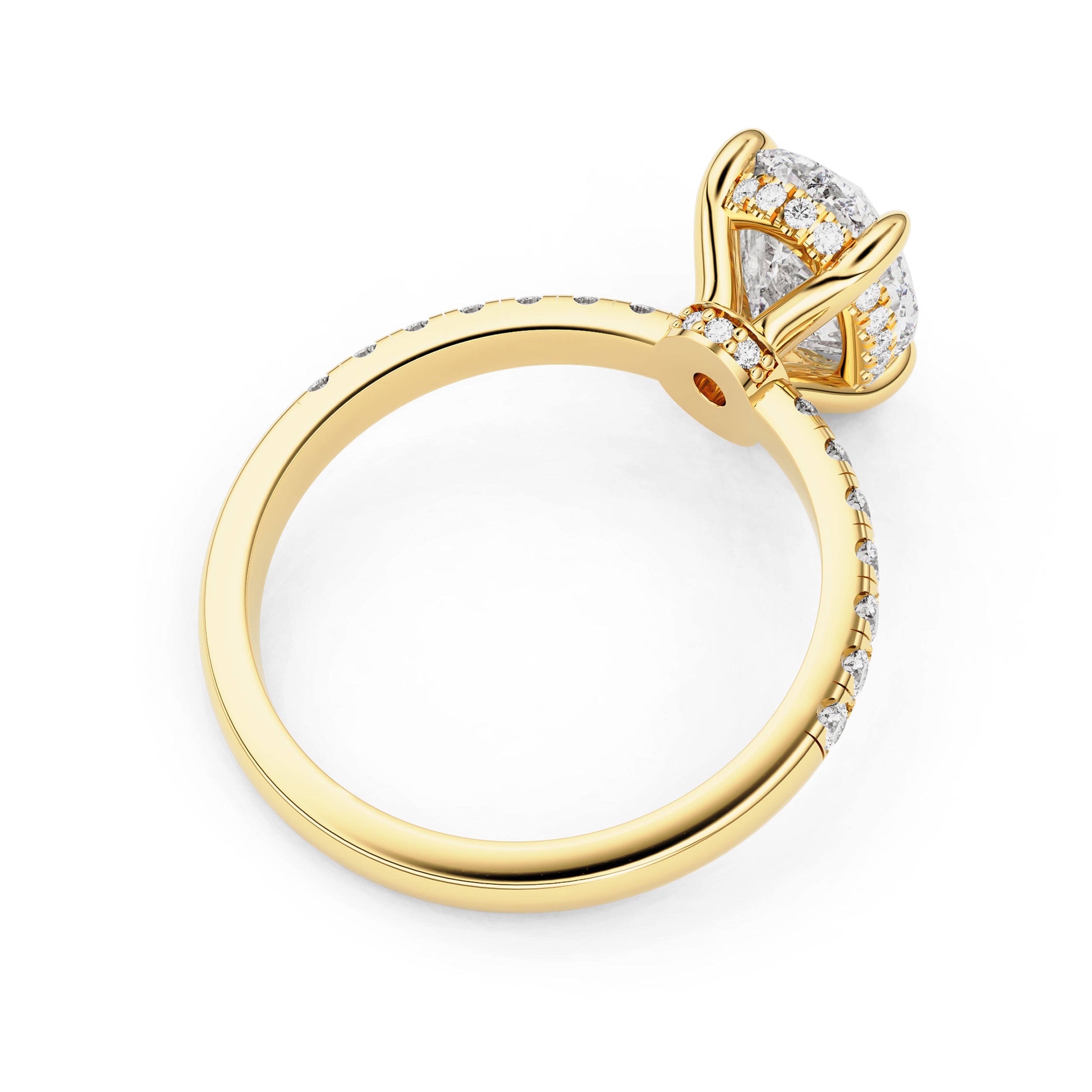 Lily Oval Double Hidden Halo Engagement Ring, Moissanite/Lab Grown Diamond