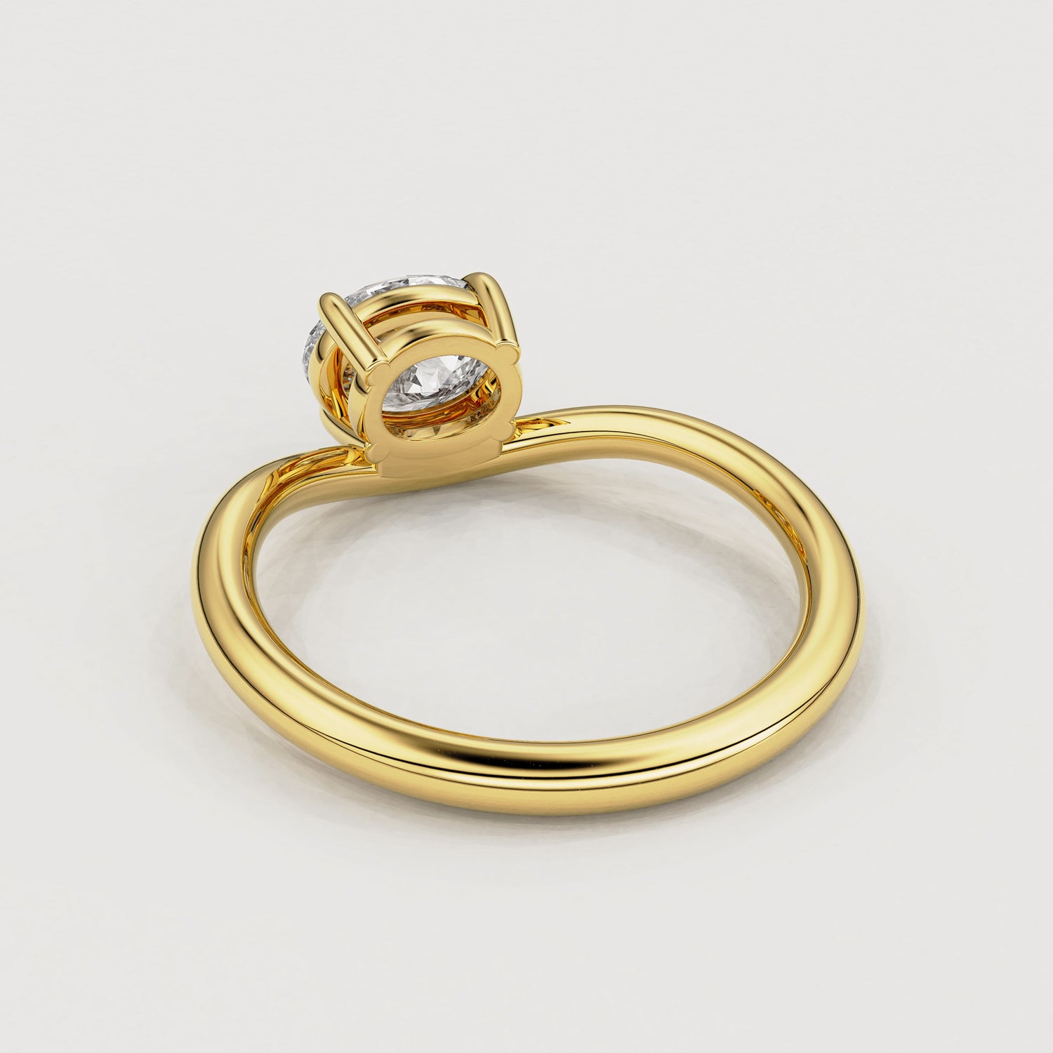 Orla Oval Lab Alexandrite Curved Band Solitaire Engagement Ring