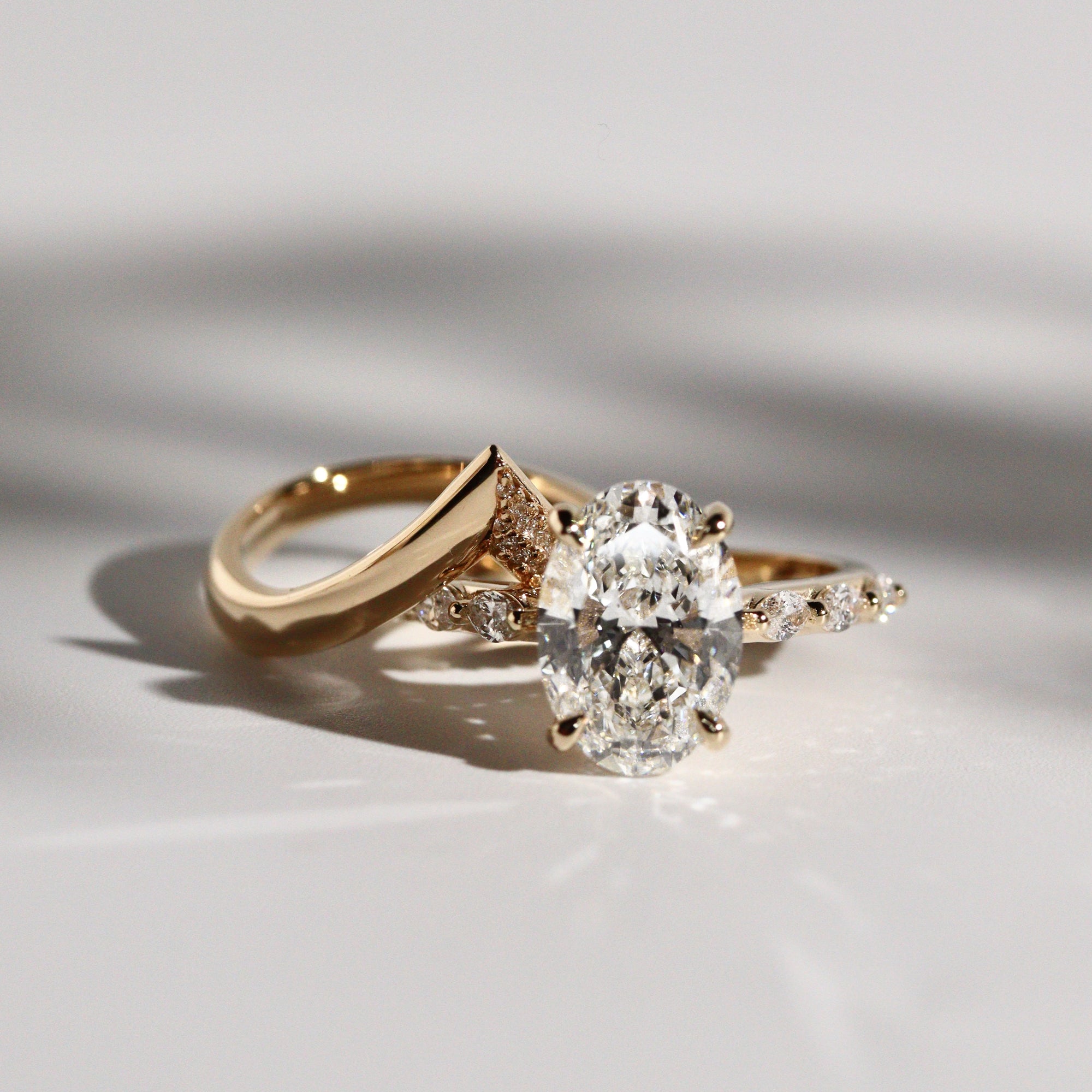 Oval Emilia Marquise Band Engagement Ring, Moissanite/Lab Grown Diamond