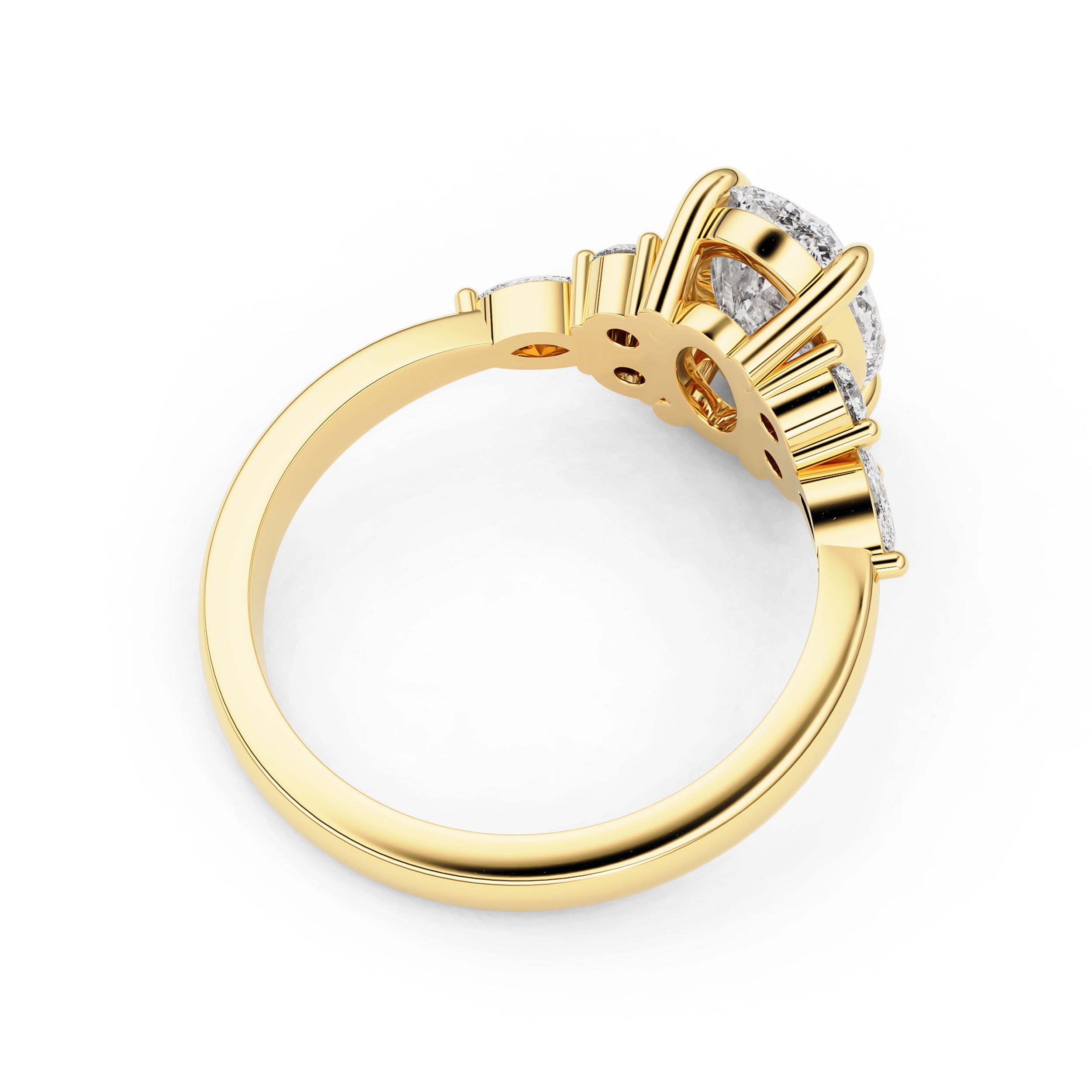 Elodie Oval Marquise Cluster Engagement Ring, Moissanite/Lab Grown Diamond