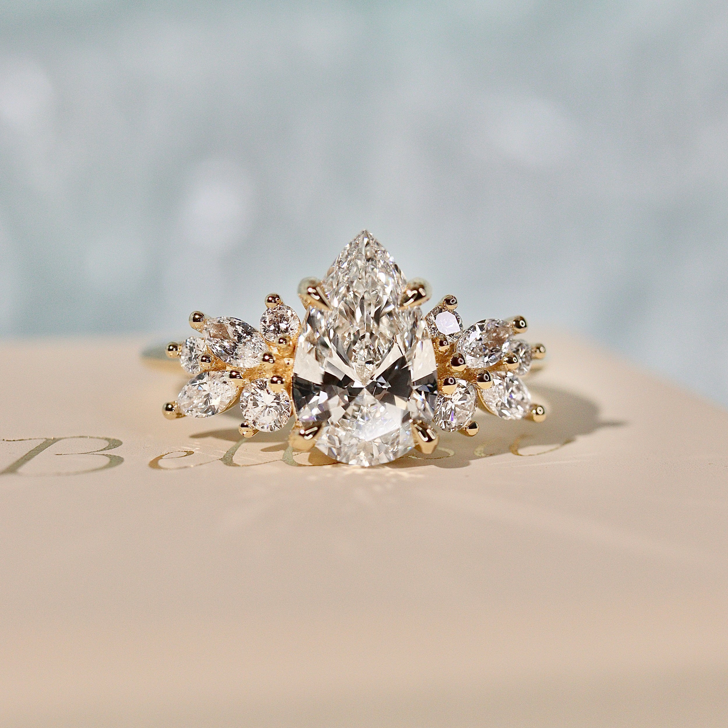 Pear Anna's Dream Engagement Ring, Pear With Marquise