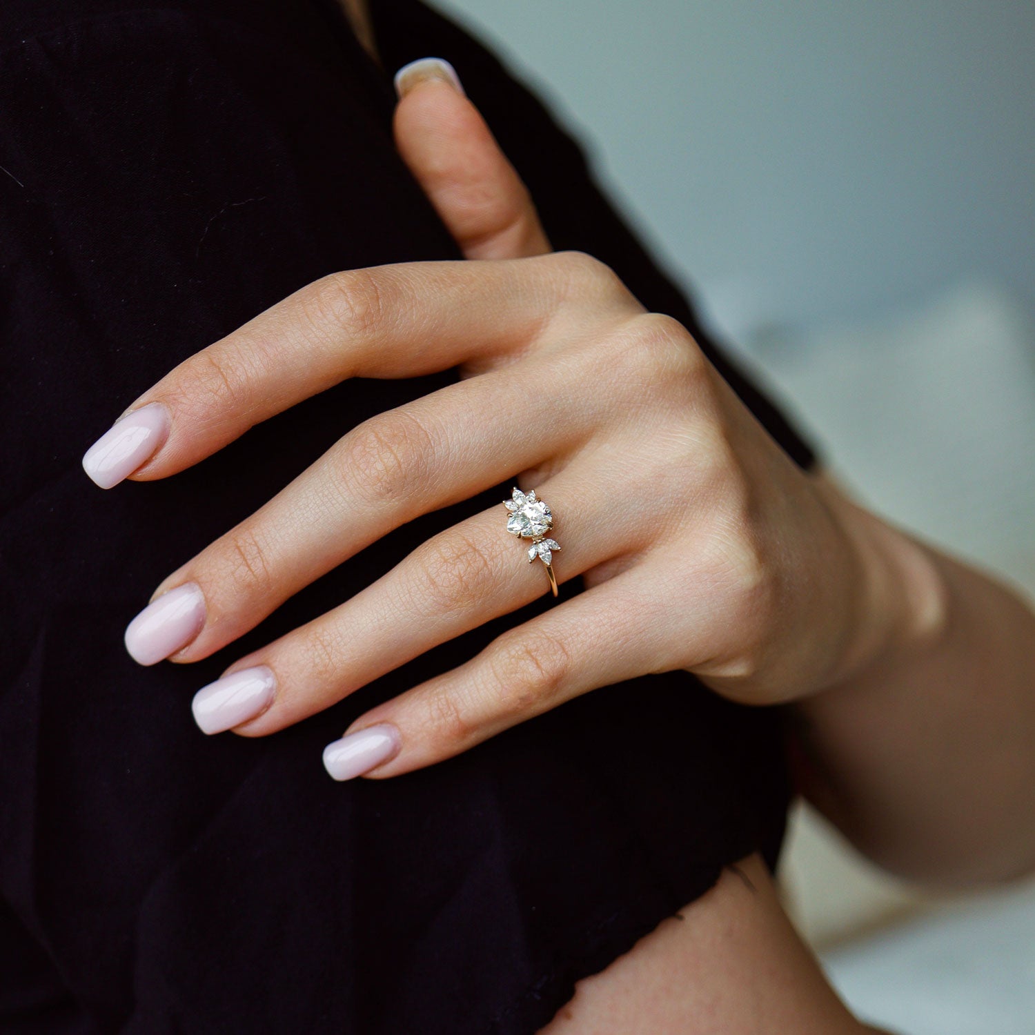 Wings of Love Engagement Ring, Pear Brilliant With Marquise