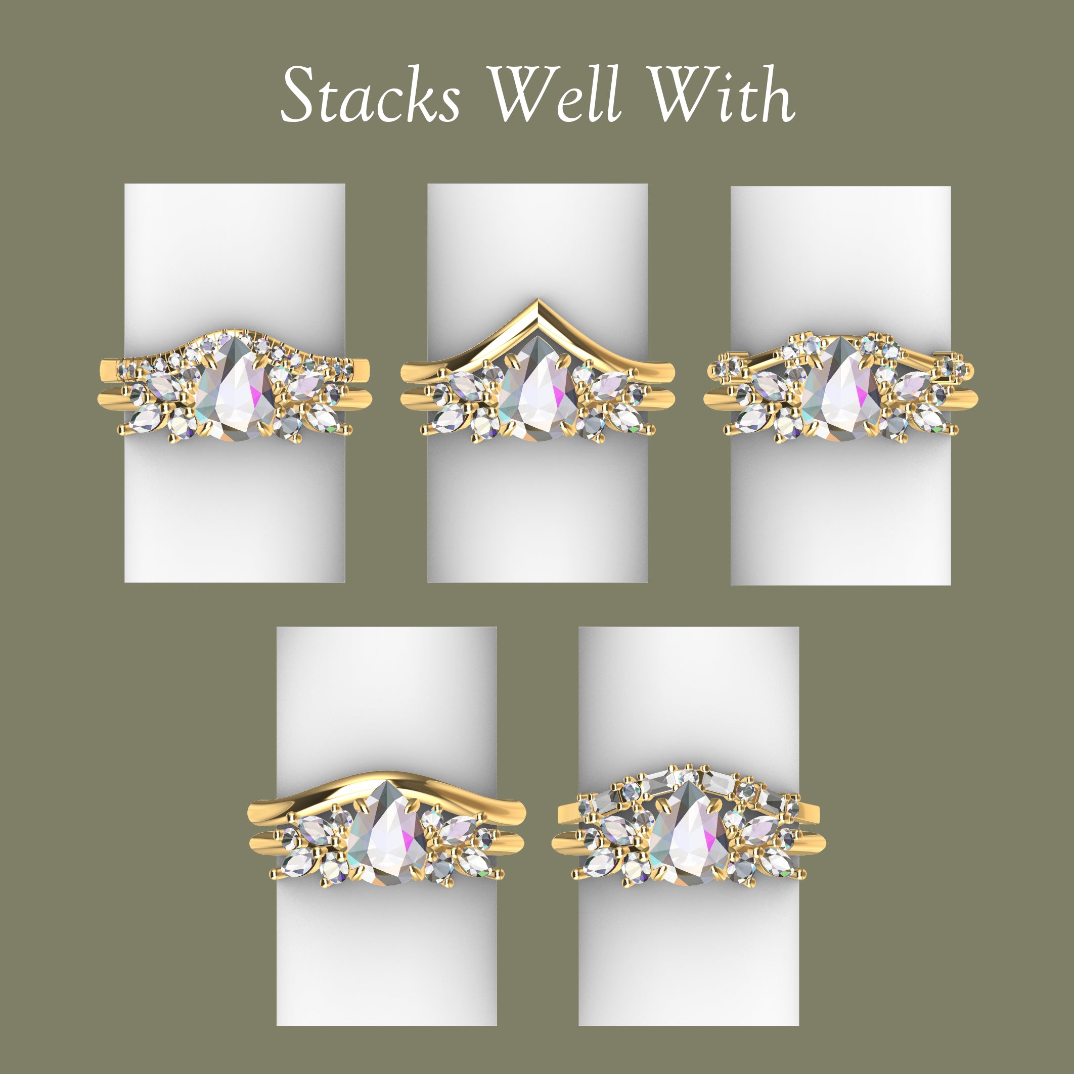 Pear Anna's Dream Engagement Ring, Pear With Marquise