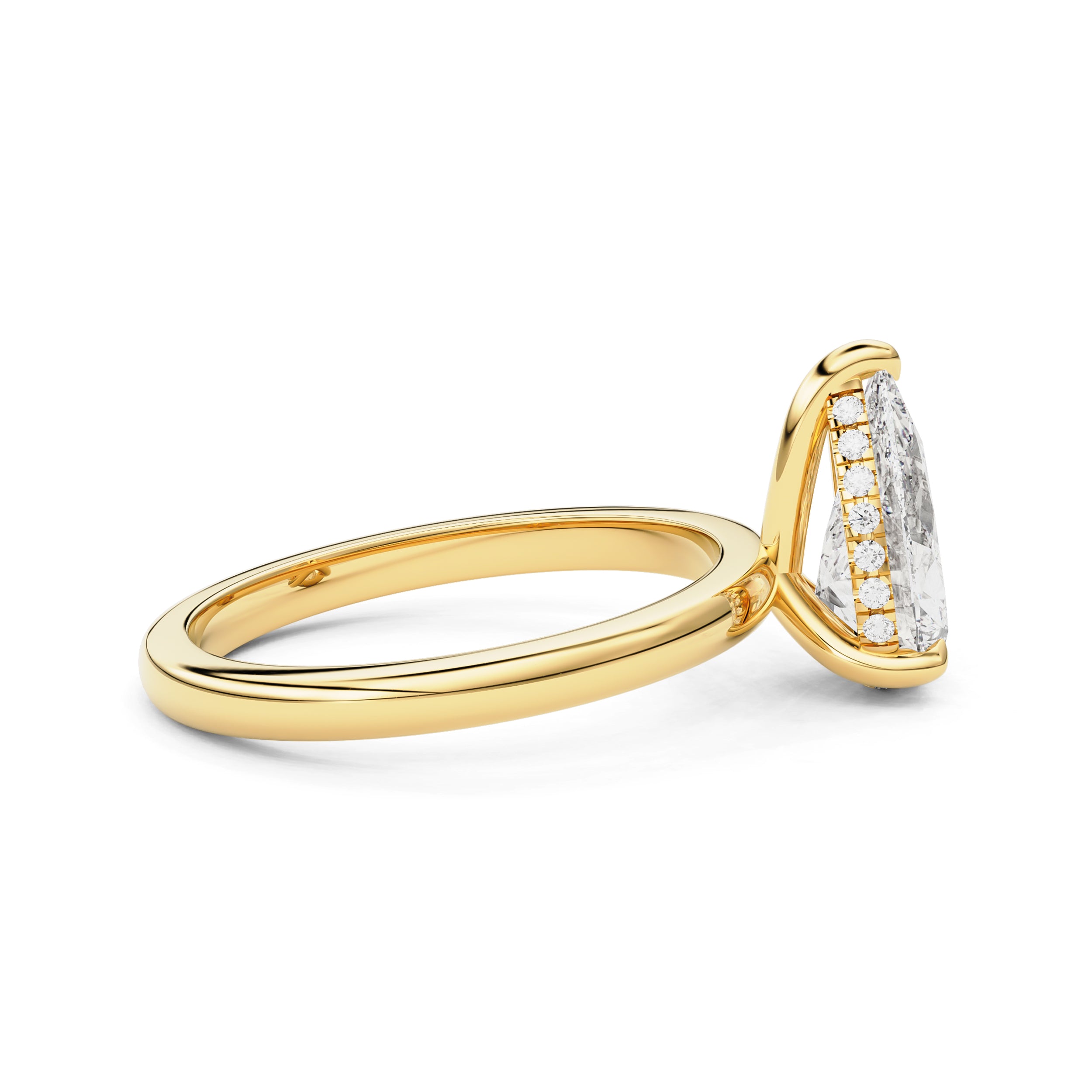 Chloe Pear Hidden Halo Engagement Ring, Moissanite/Lab Grown Diamond