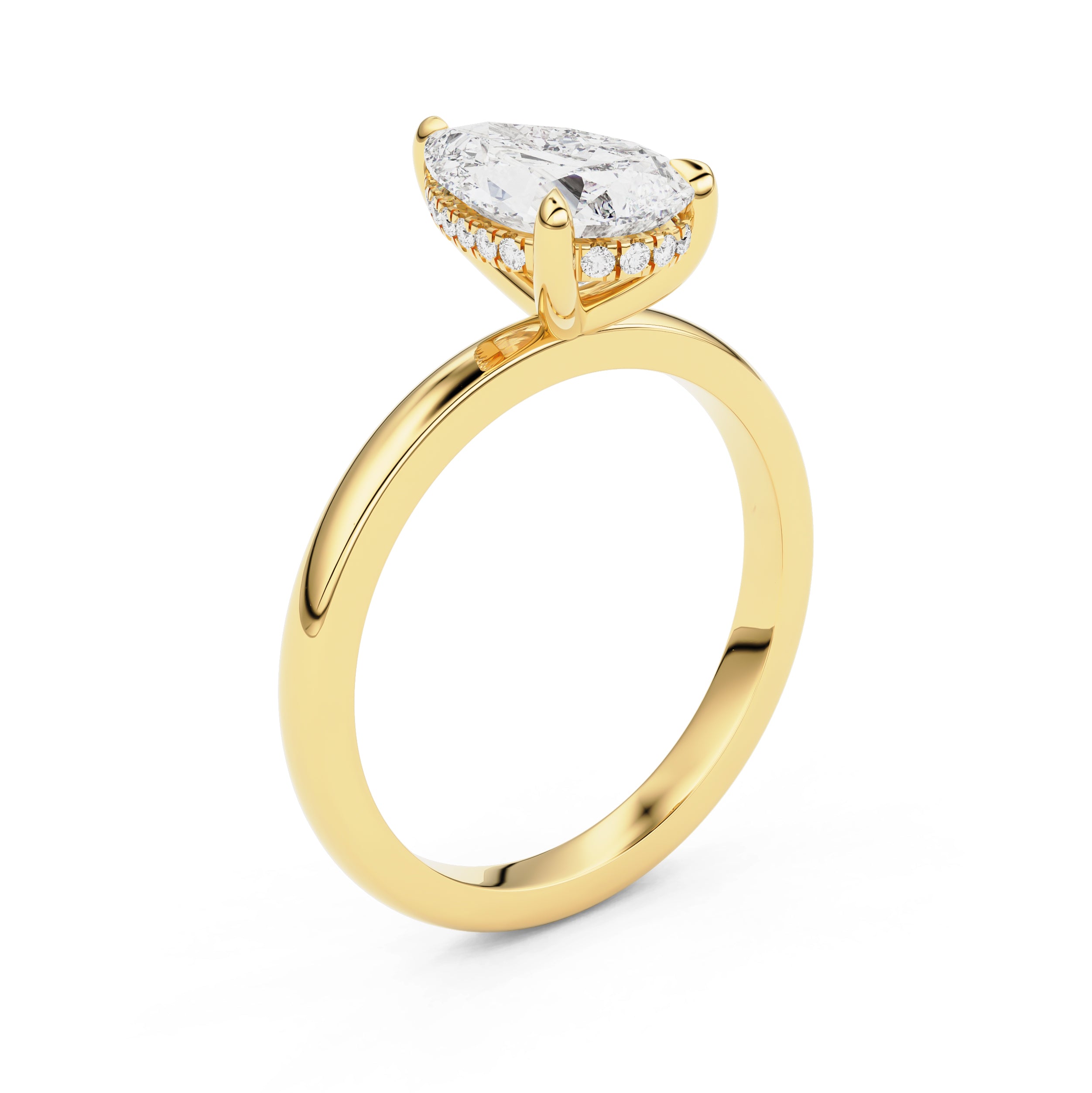 Chloe Pear Hidden Halo Solitaire Engagement Ring, Moissanite/Lab Grown Diamond