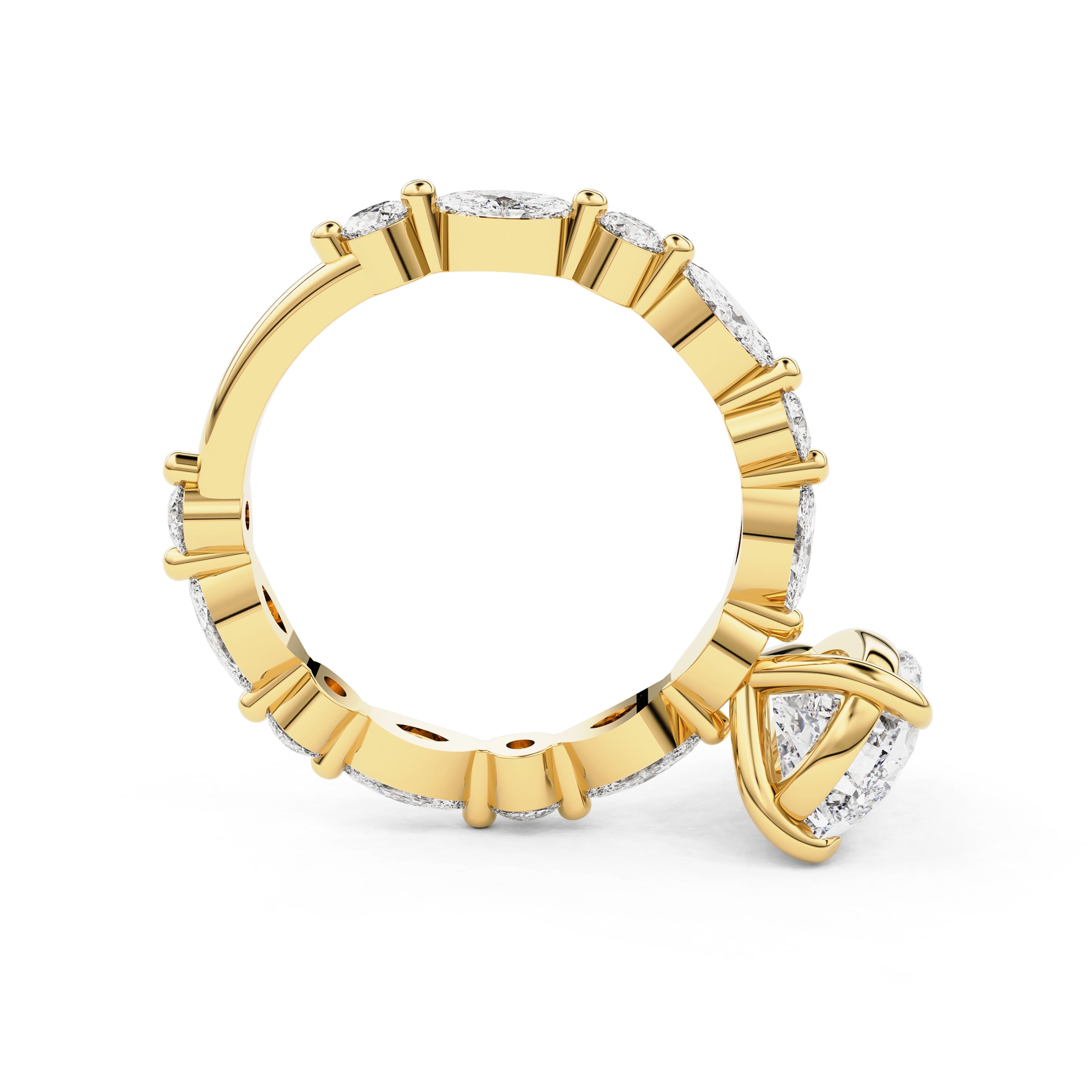 Victoria Pear Marquise Round Band Engagement Ring, Moissanite/Lab Diamond