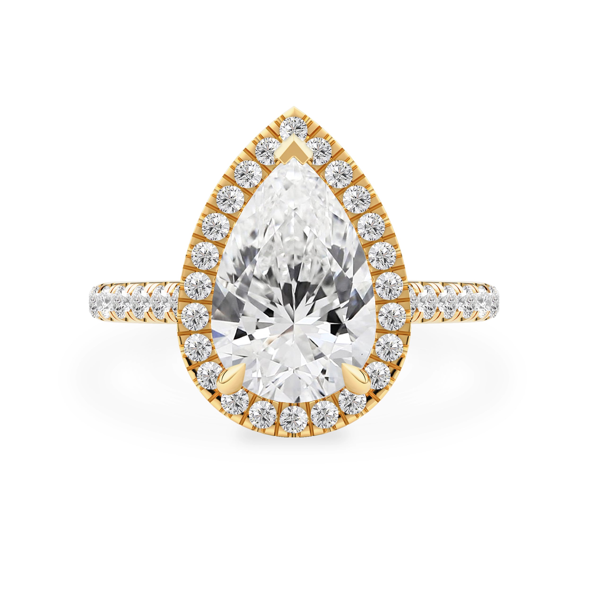 Sophia Pear Halo Cathedral Engagement Ring, Moissanite/Lab Grown Diamond