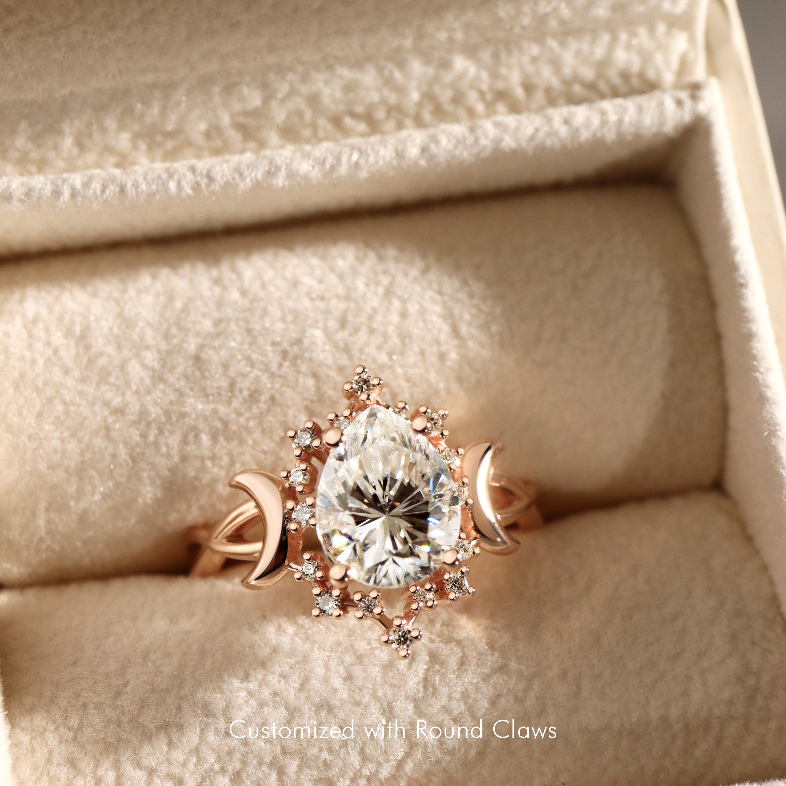 Alice Star & Moon Magic Engagement Ring, Pear Cut