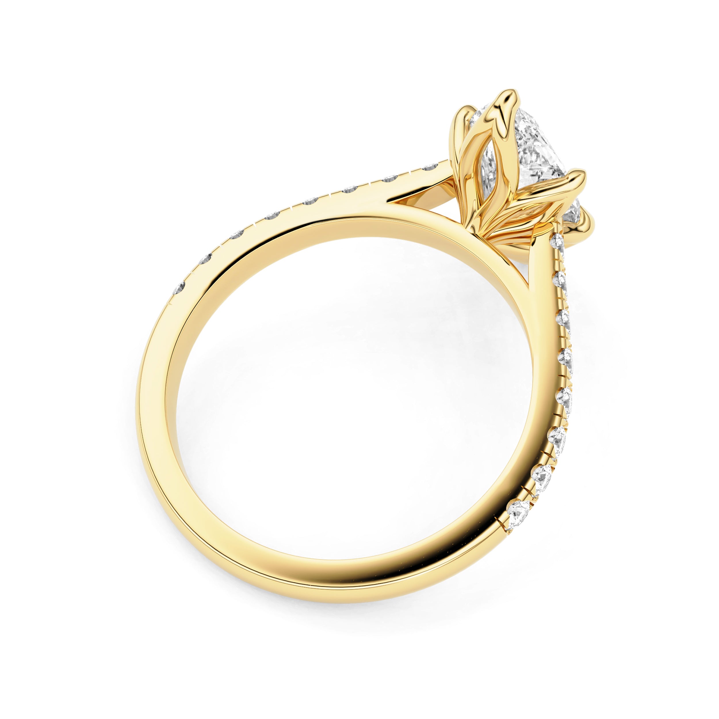 Marquise Purity Petal Cathedral Engagement Ring, Moissanite/Lab Grown Diamond