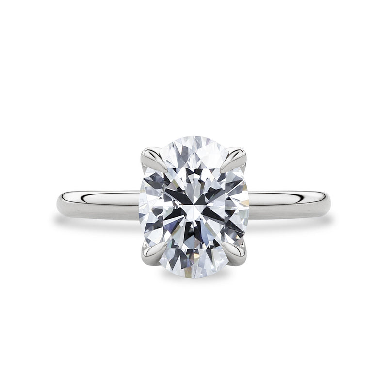 Oval Purity Petal Solitaire Engagement Ring, Moissanite/Lab Grown Diamond