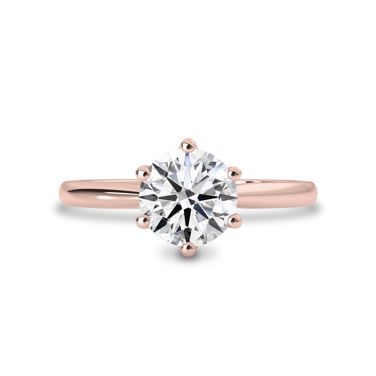 Jolie Round Trellis Solitaire Engagement Ring, Moissanite/Lab Grown Diamond