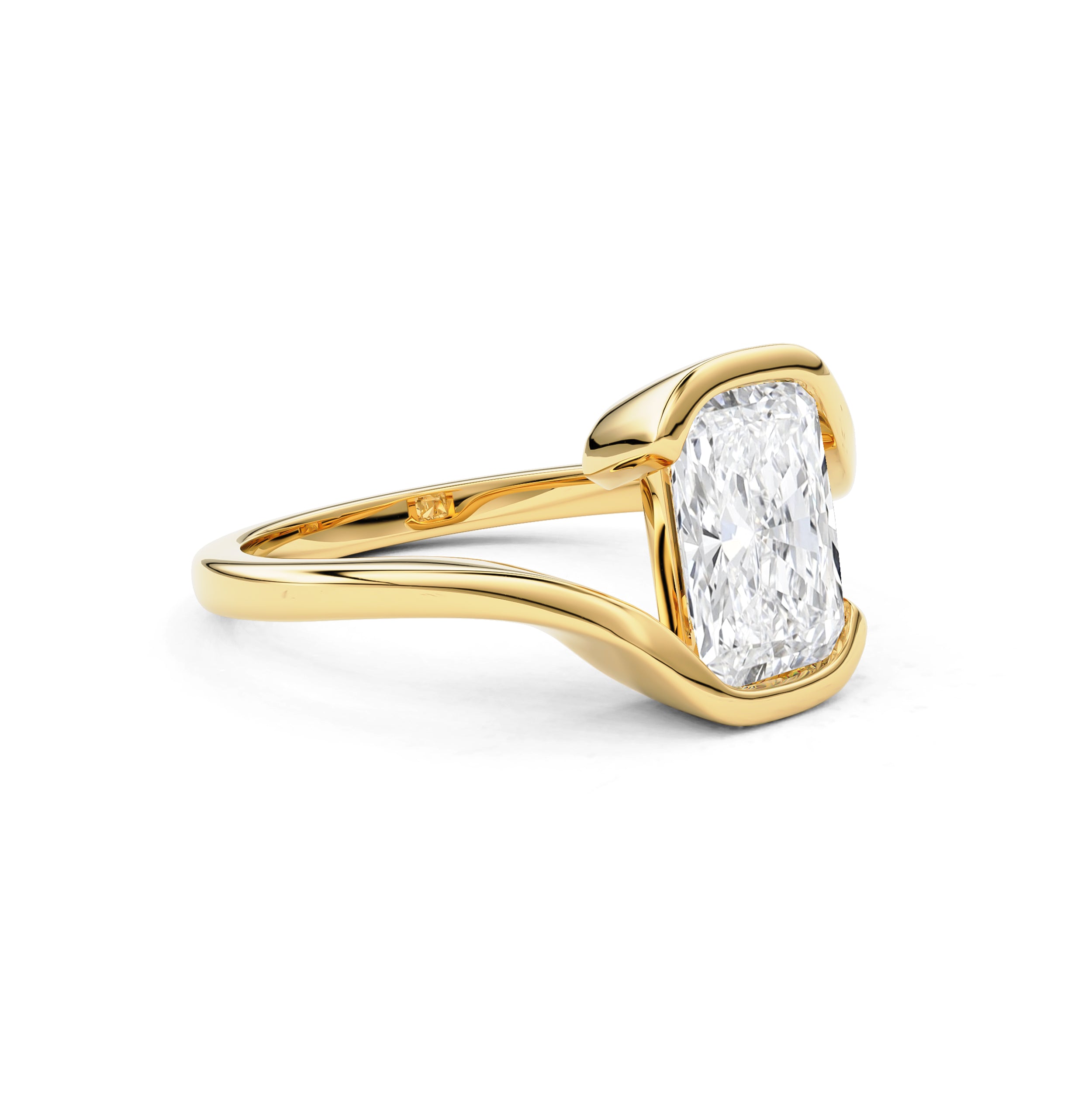 Selene Radiant Half Bezel Bypass Engagement Ring, Moissanite/Lab Diamond