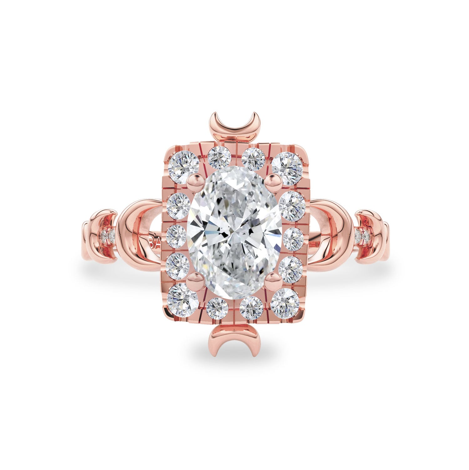 Tall Maeve Lunar Magic Moon Phase Ring, Halo With Pavé