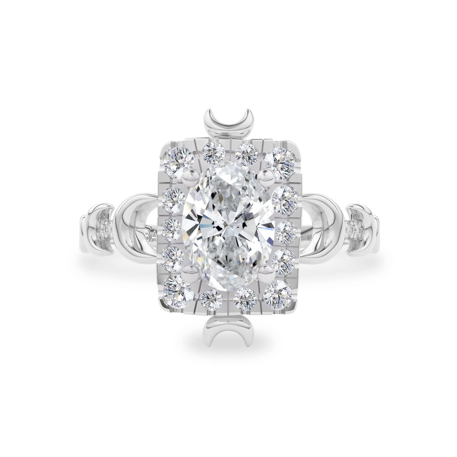 Tall Maeve Lunar Magic Moon Phase Ring, Halo With Pavé