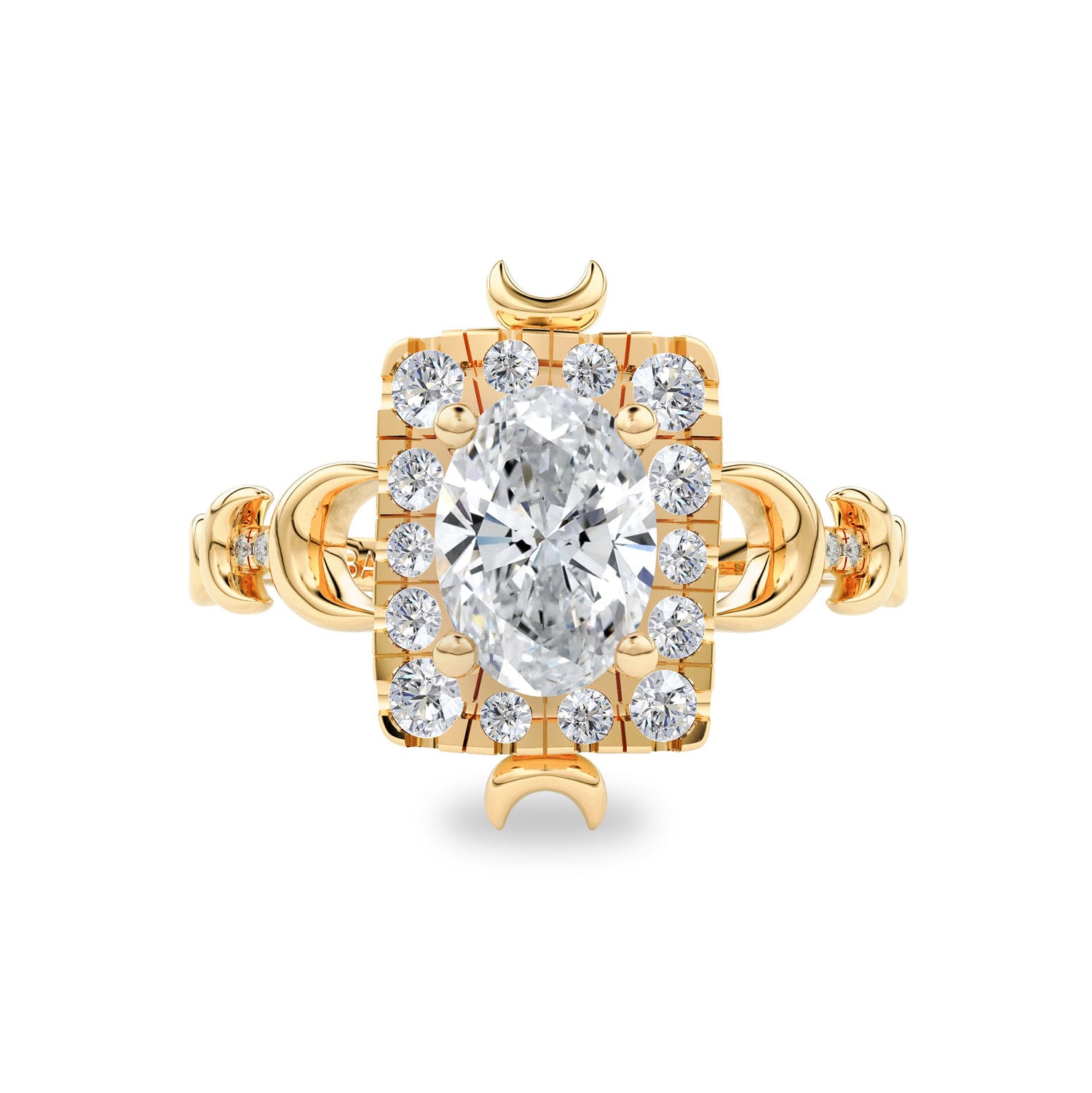 Tall Maeve Lunar Magic Moon Phase Ring, Halo With Pavé