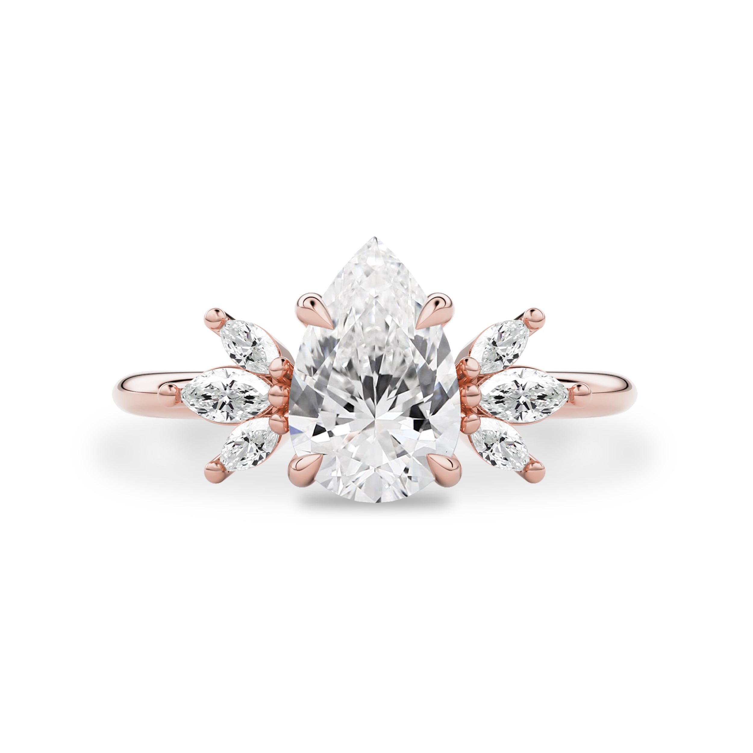 Wings of Love Engagement Ring, Pear Brilliant With Marquise