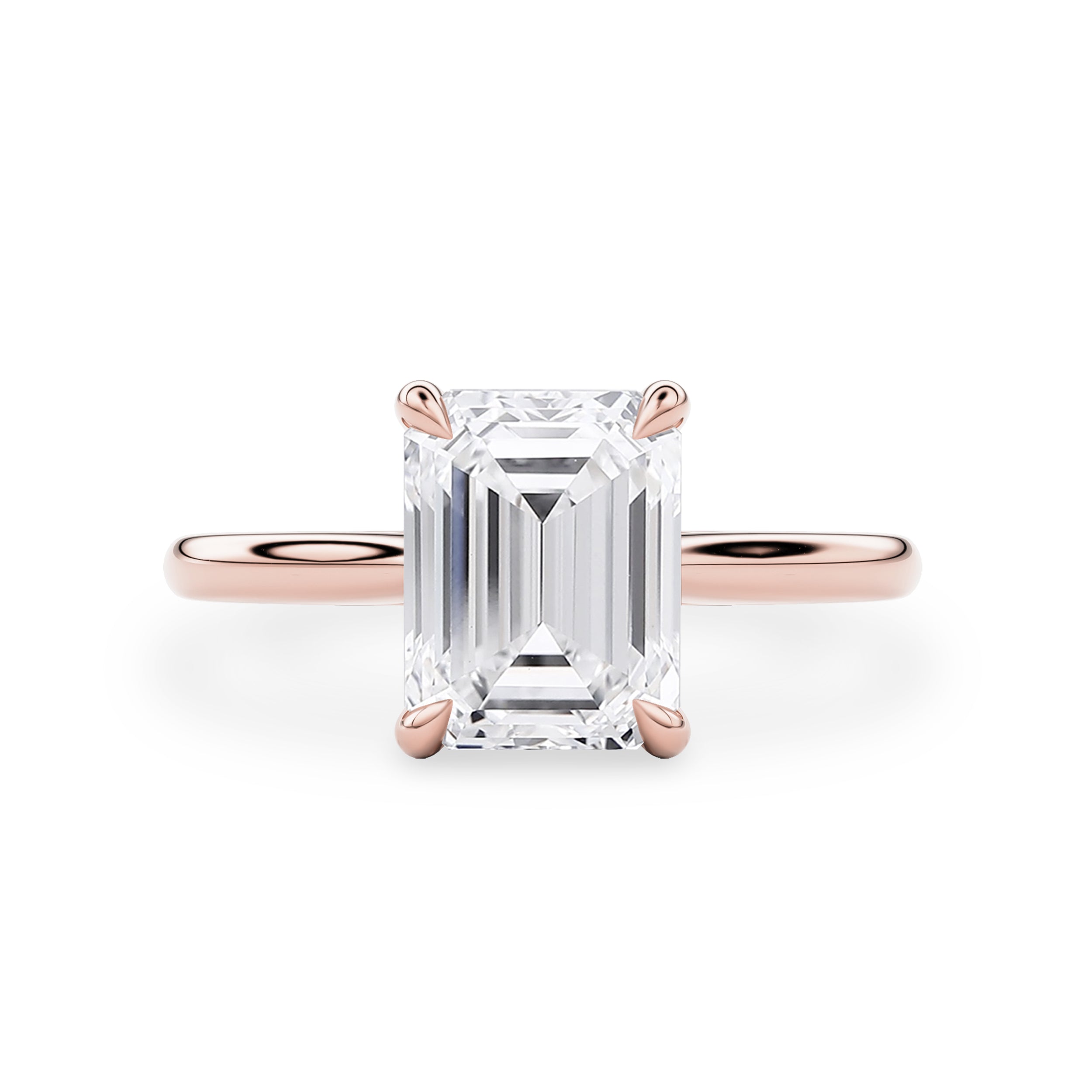 Ava Emerald Cut Solitaire Cathedral Engagement Ring, Moissanite/Lab Grown Diamond