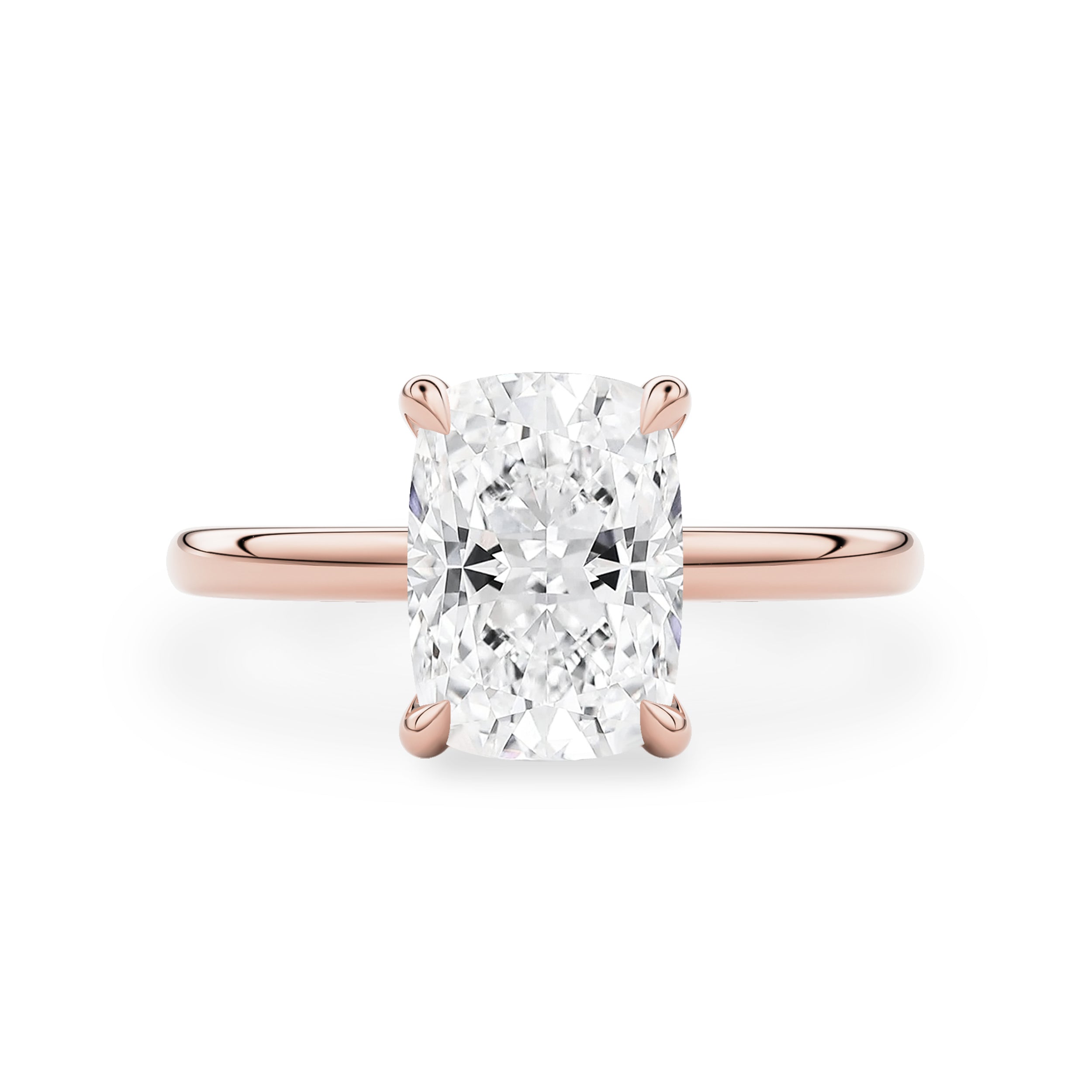 Chloe Elongated Cushion Cut Hidden Halo Engagement Ring, Moissanite/Lab Diamond