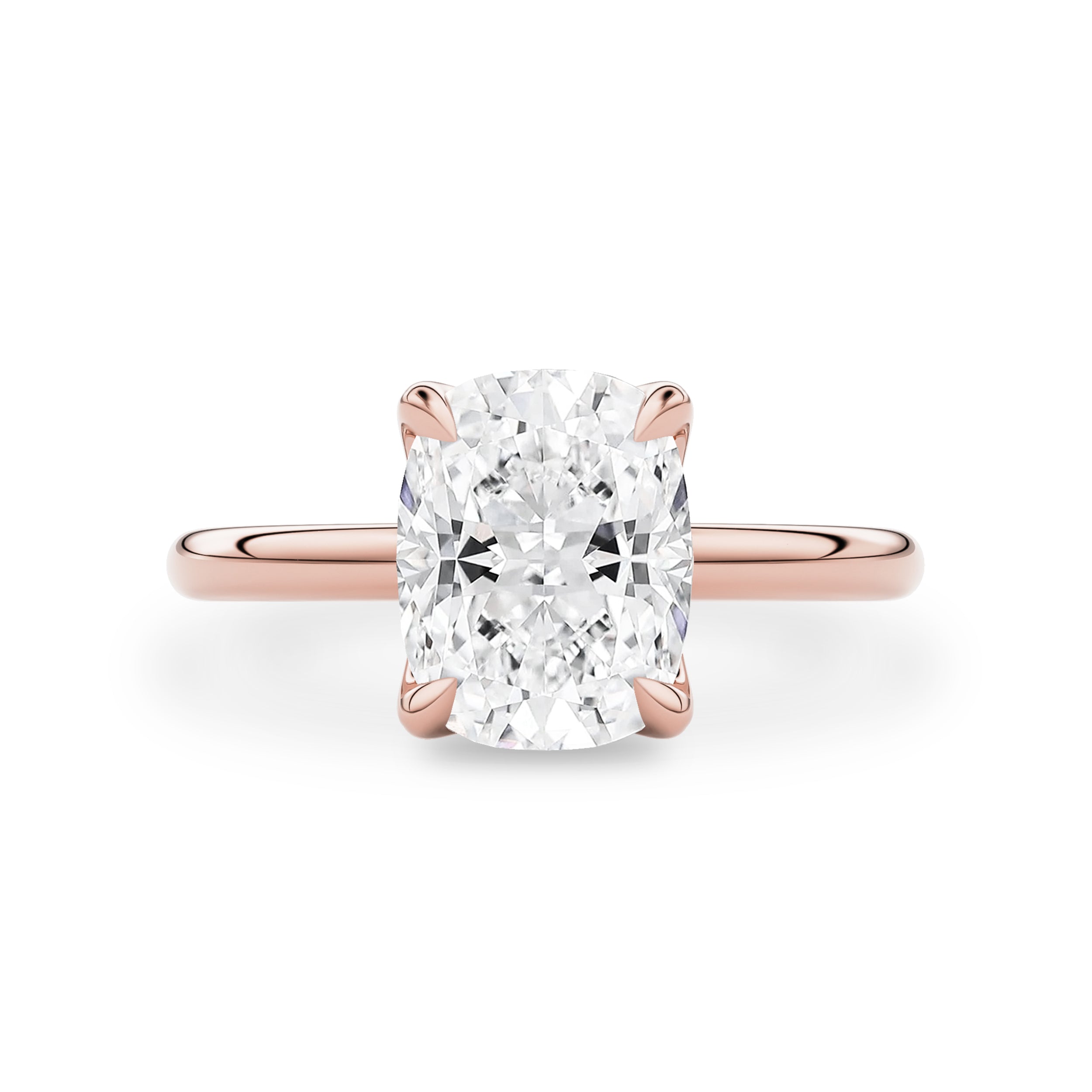 Purity Elongated Cushion Petal Solitaire Engagement Ring, Moissanite/Lab Grown Diamond
