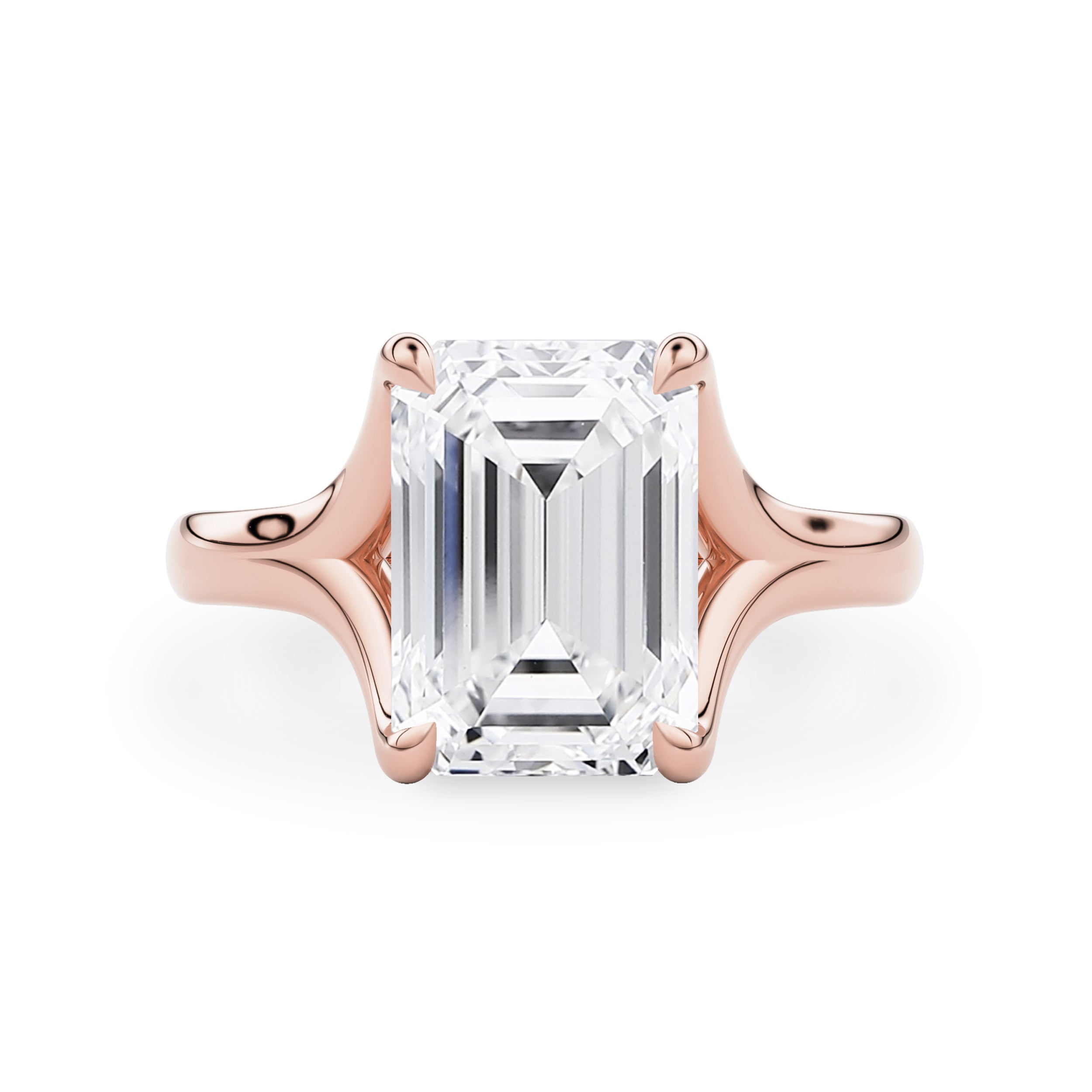 Juniper Emerald Trellis Solitaire Engagement Ring, Moissanite/Lab Grown Diamond