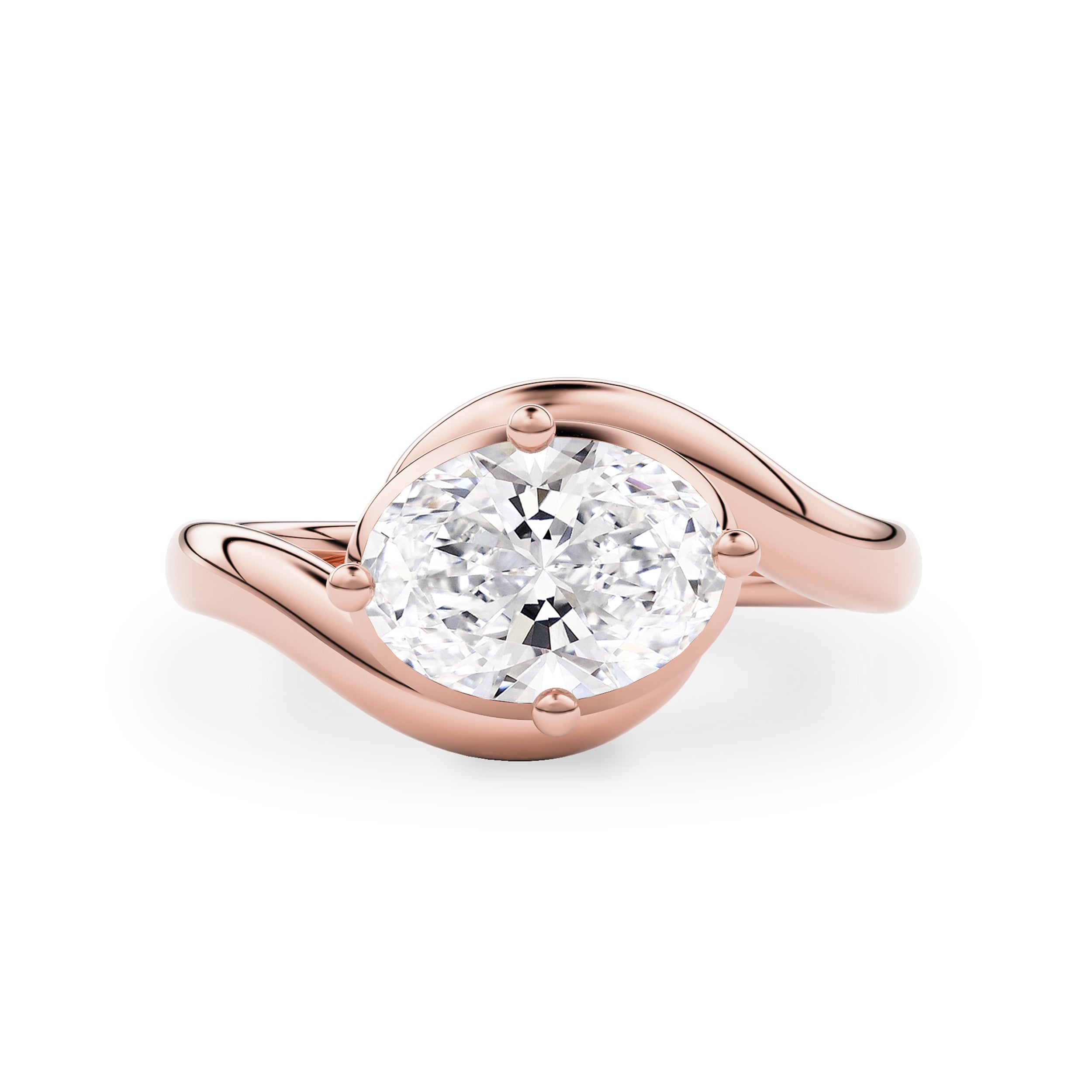 Hannah Oval Floating Bypass Solitaire Engagement Ring, Moissanite/Lab Diamond