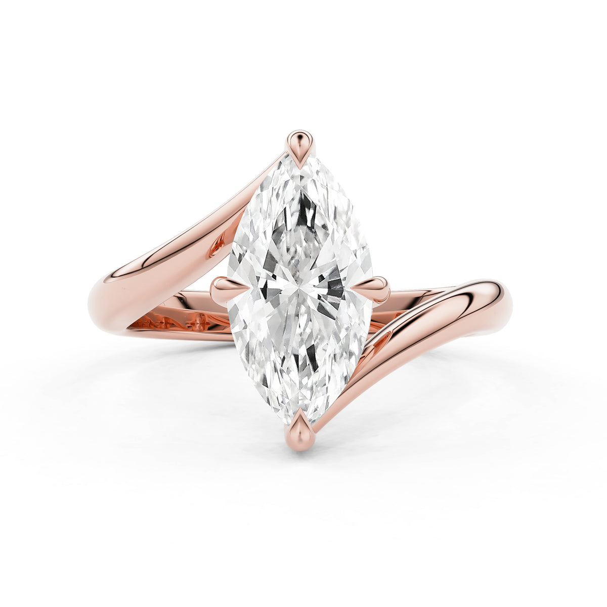 Selene Marquise Cut Bypass Solitaire Engagement Ring