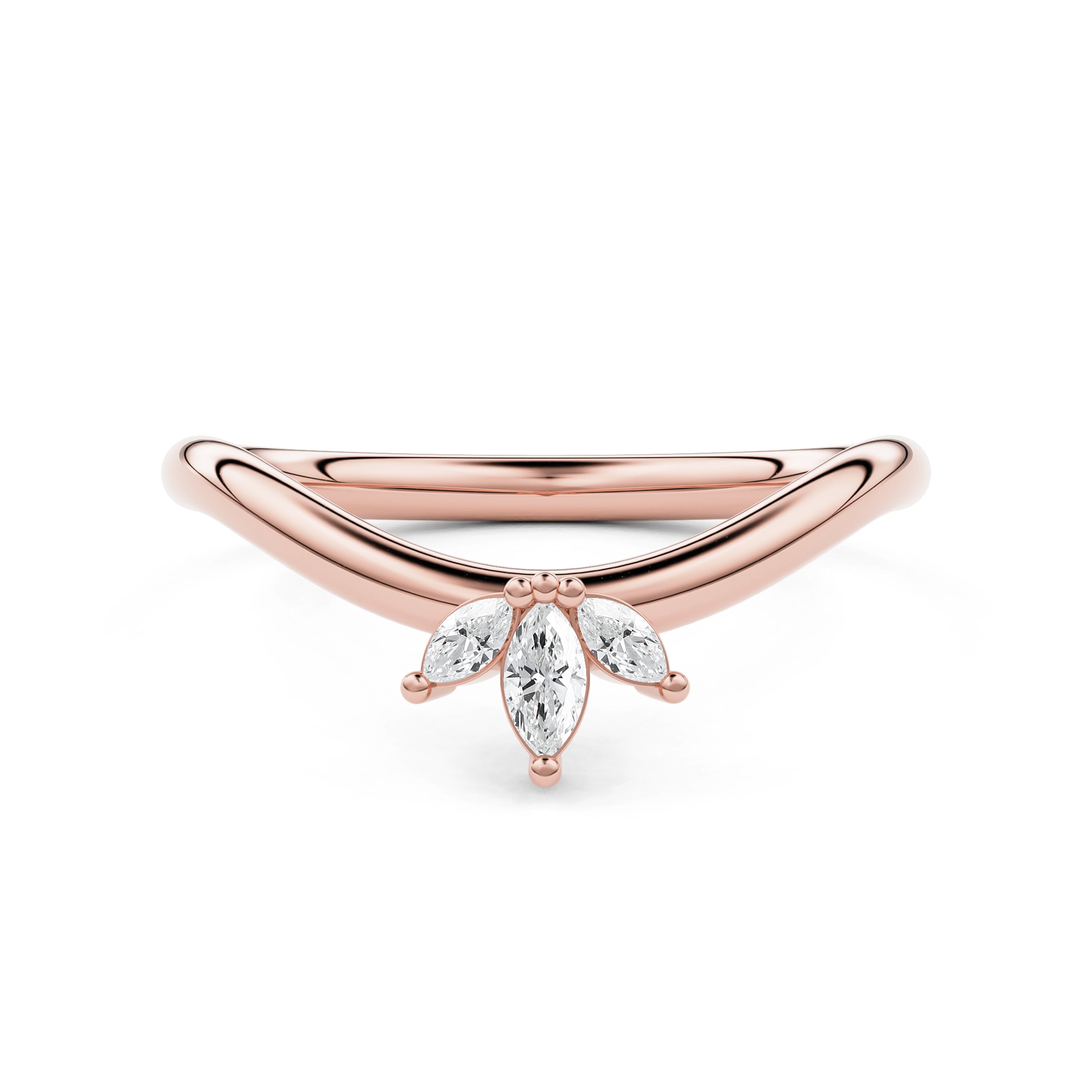 Marquise Petal Curved Wedding Ring