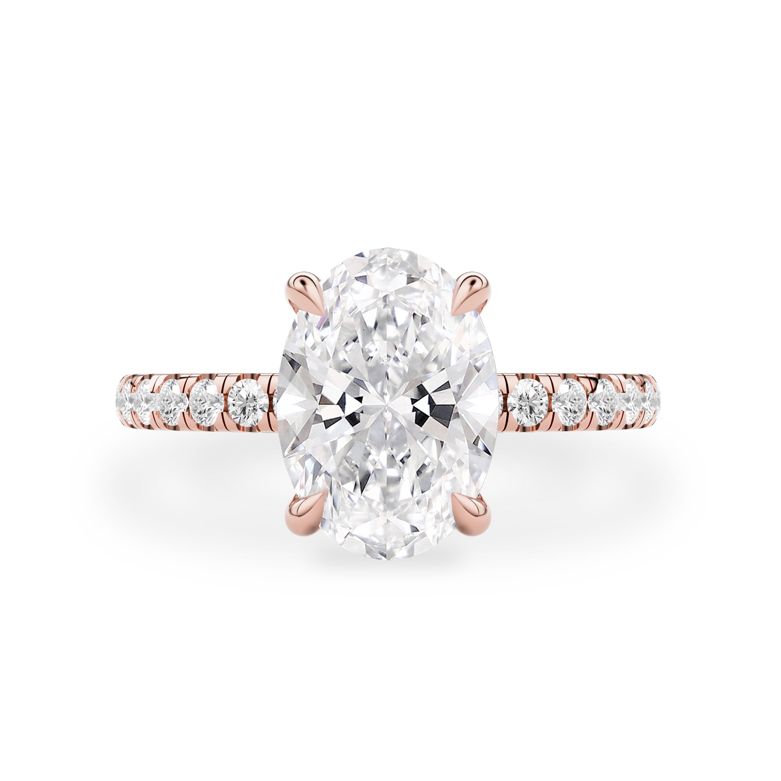 Lily Oval Double Hidden Halo Engagement Ring, Moissanite/Lab Grown Diamond