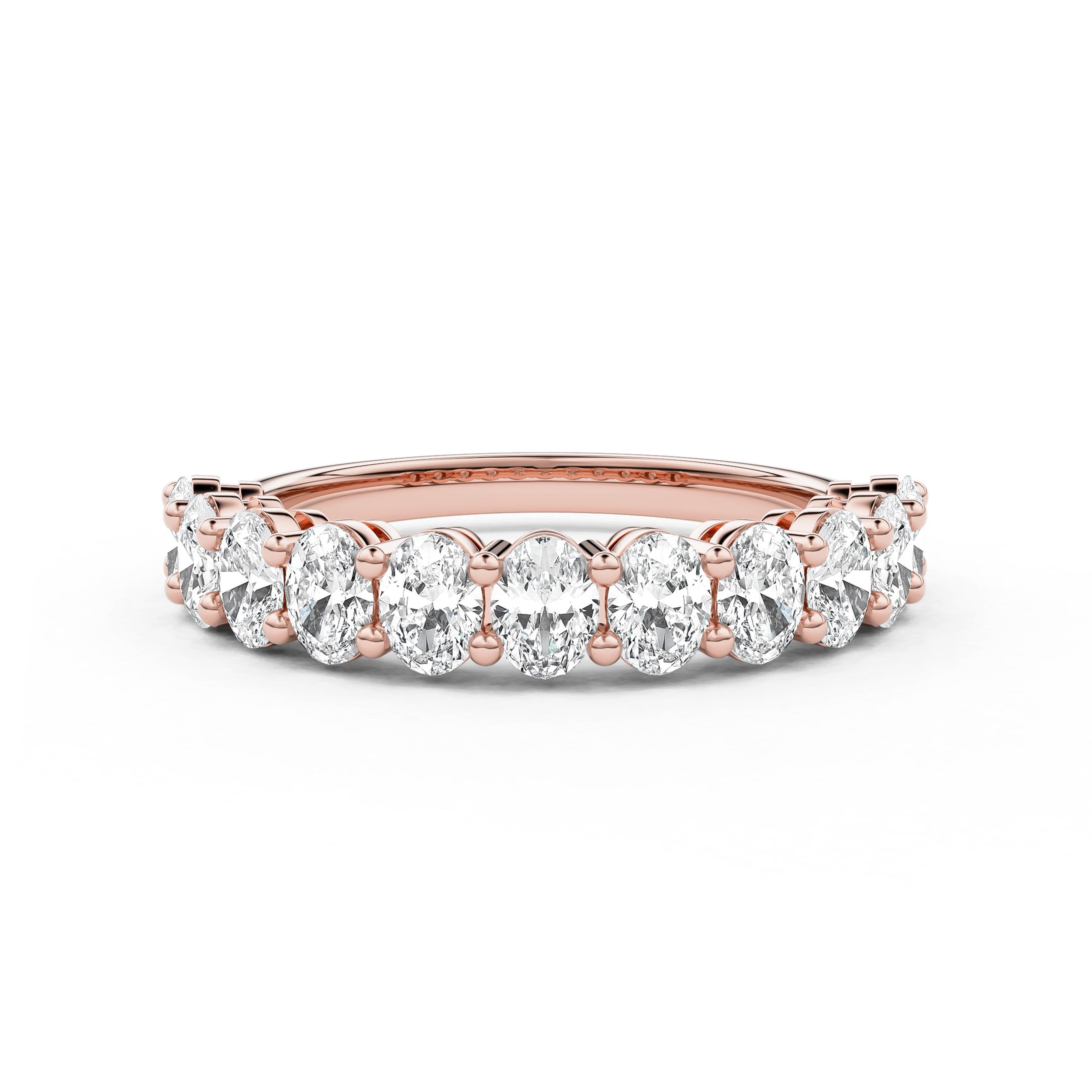 Bellisa Oval Half Eternity Wedding Band, Share Prong