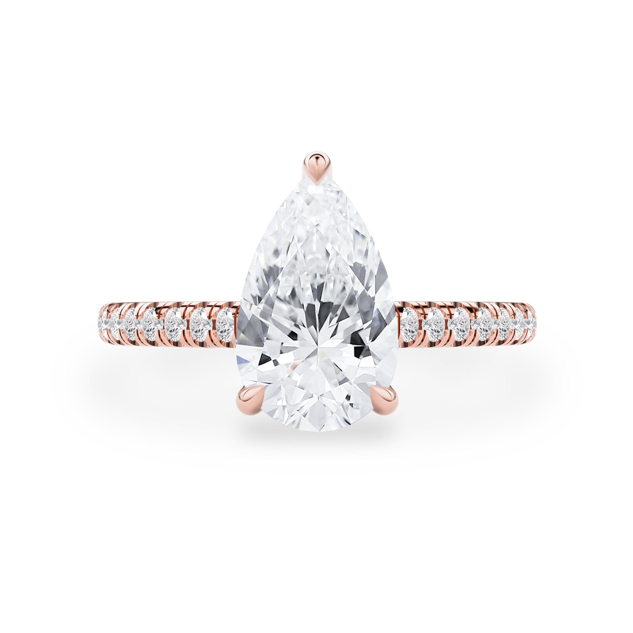 Riley Pear Hidden Halo Pavé Engagement Ring, Moissanite/Lab Grown Diamond