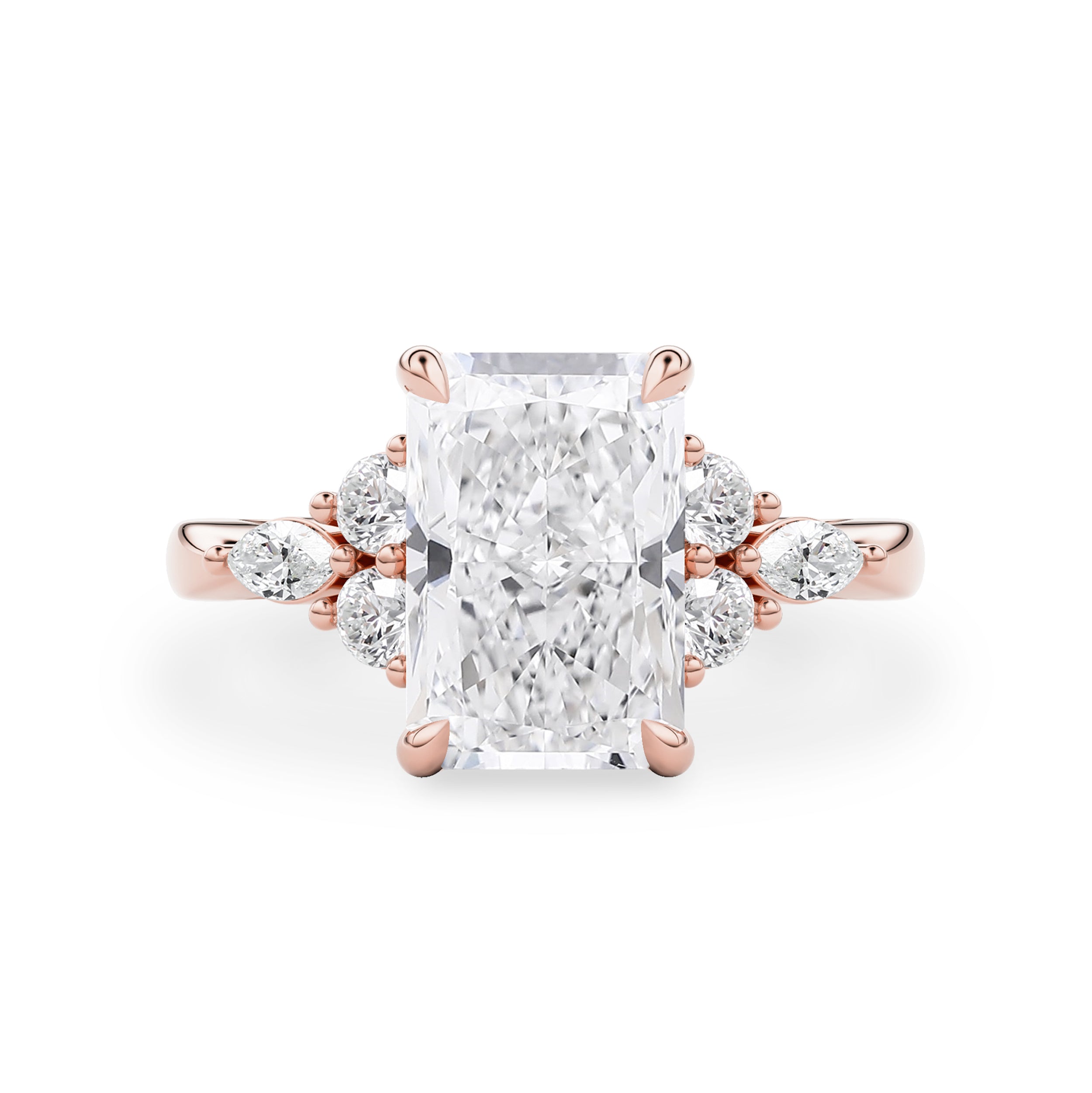 Elodie Radiant Marquise Cluster Engagement Ring, Moissanite/Lab Grown Diamond
