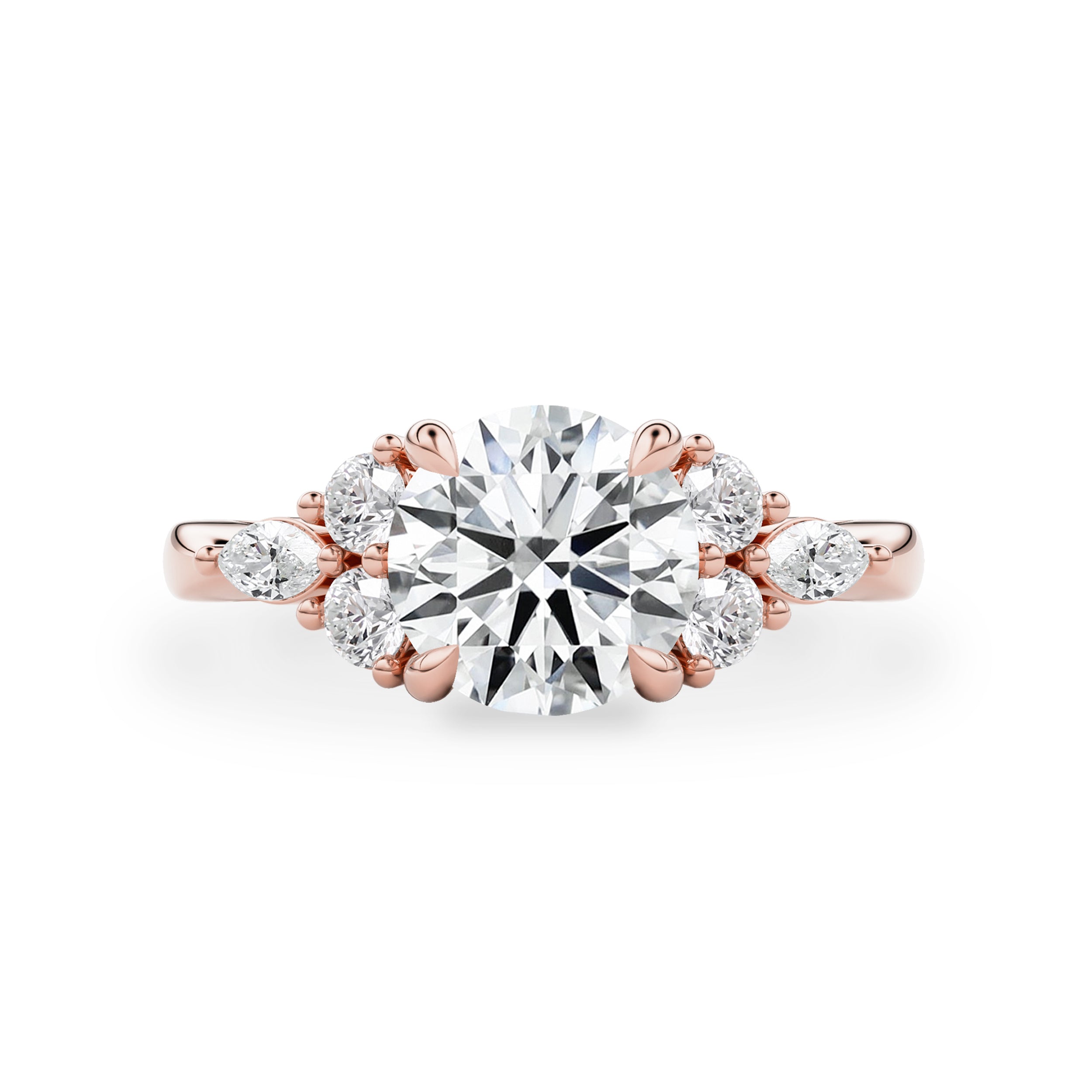 Elodie Round Marquise Cluster Engagement Ring, Moissanite/Lab Grown Diamond