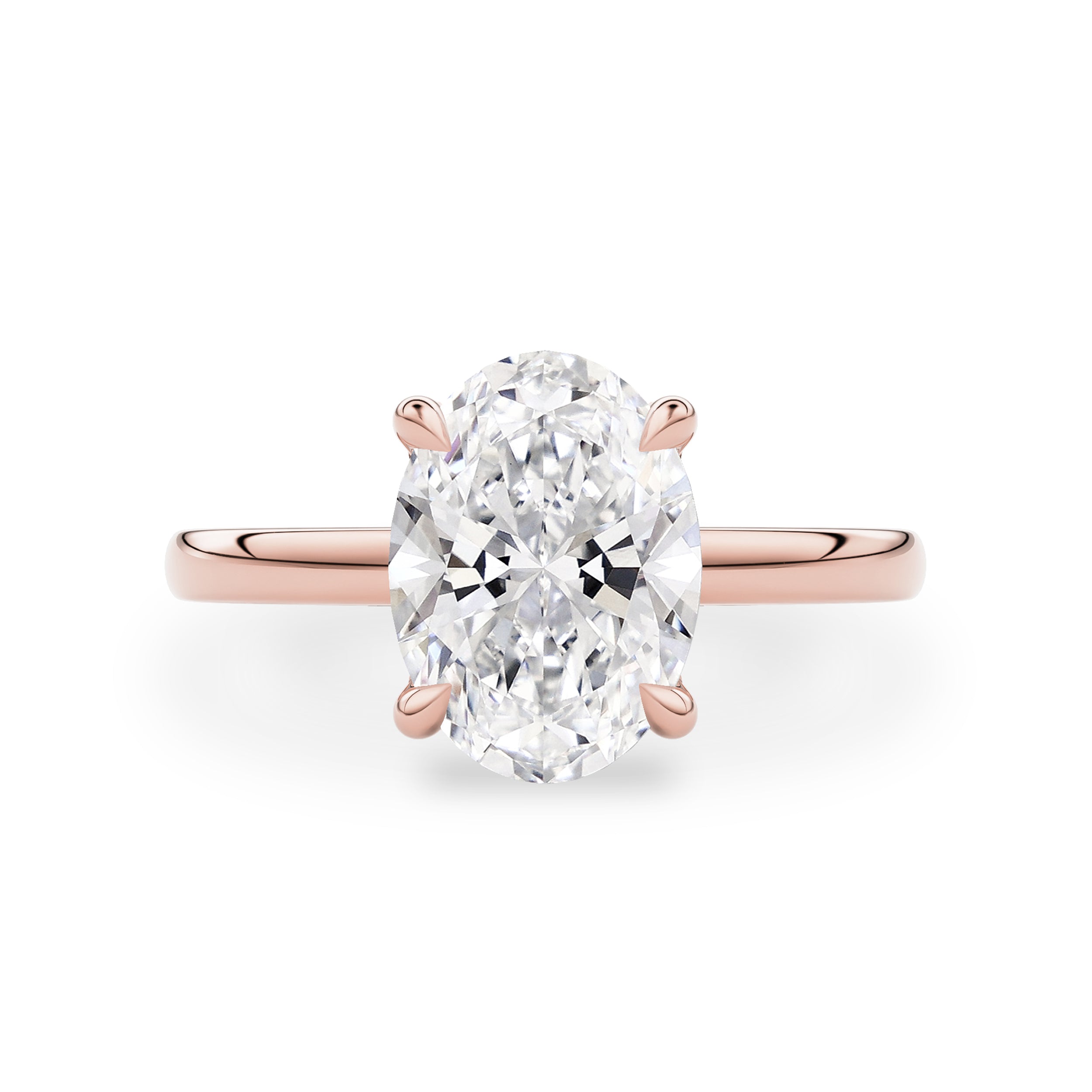 The Petal Oval Hidden Halo Engagement Ring, Moissanite/Lab Grown Diamond